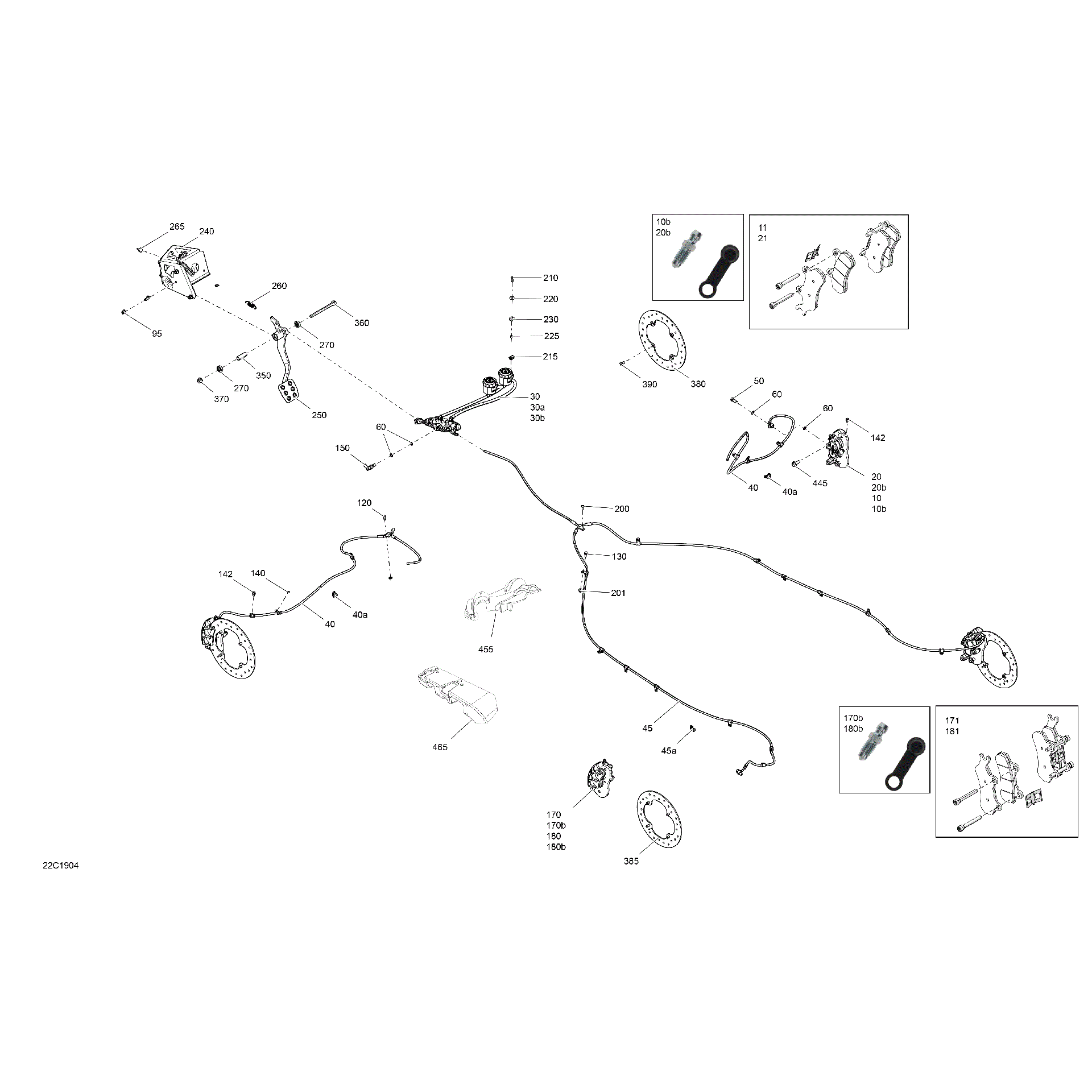 An Image of a Genuine Can-Am Parts Schematic Diagram showing the schematic - BRAKES