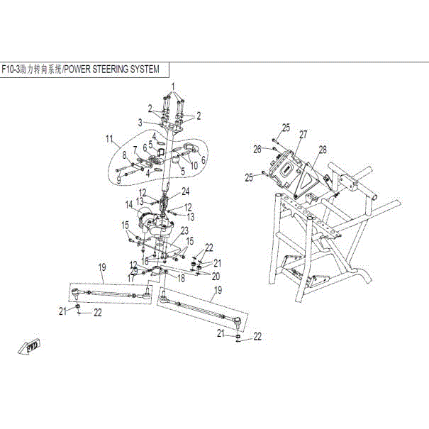An Image of a genuine CFMOTO Parts Schematic Diagram showing the group - POWER STEERING SYSTEM (EPS) - 2015 CFMOTO CFORCE 800 X8