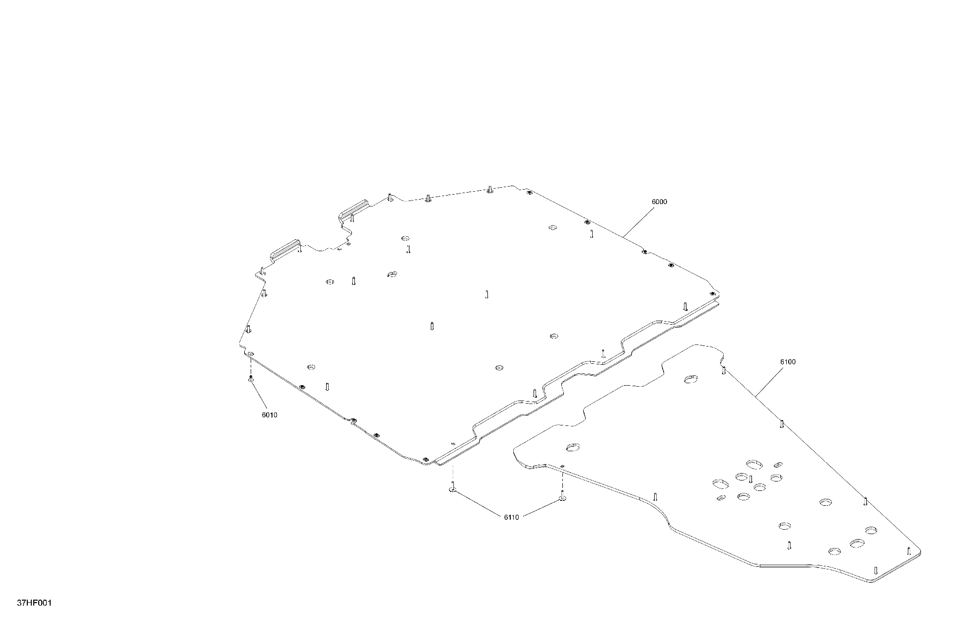 An Image of a Genuine Can-Am Parts Schematic Diagram showing the schematic - BODY - SKID PLATE