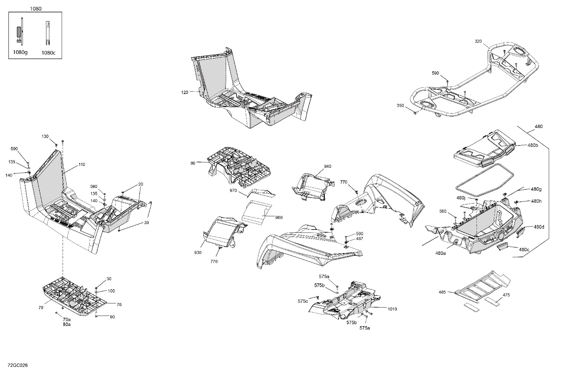 An Image of a Genuine Can-Am Parts Schematic Diagram showing the schematic - BODY - REAR SECTION