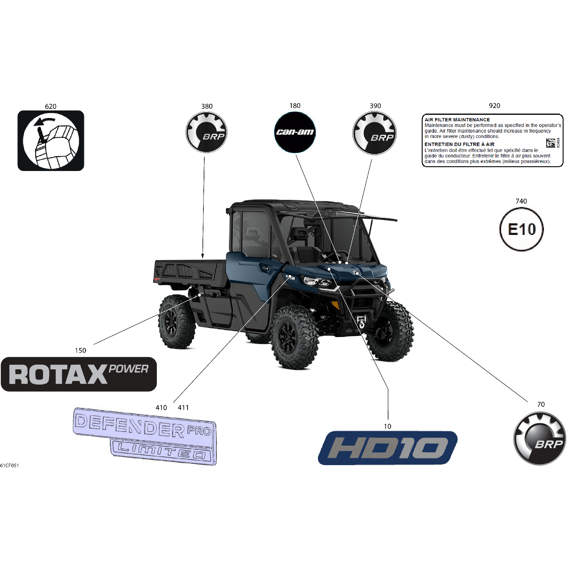 An Image of a Genuine Can-Am Parts Schematic Diagram showing the schematic - BODY - DECALS