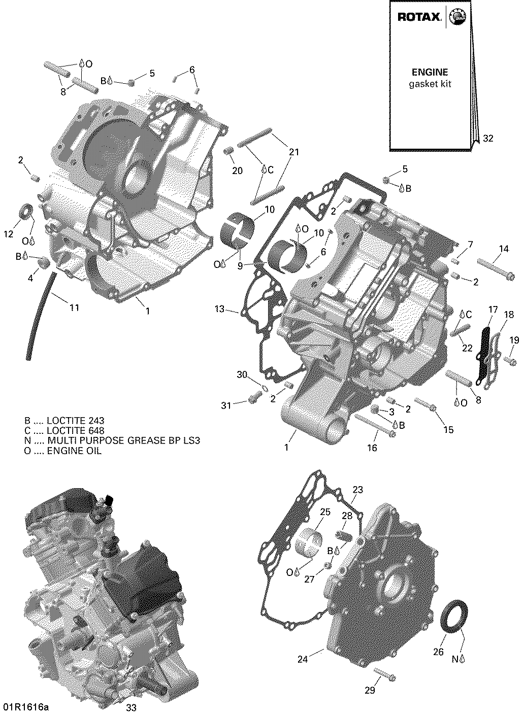 An Image of a Genuine Can-Am Parts Schematic Diagram showing the schematic - CRANKCASE - 650 EFI