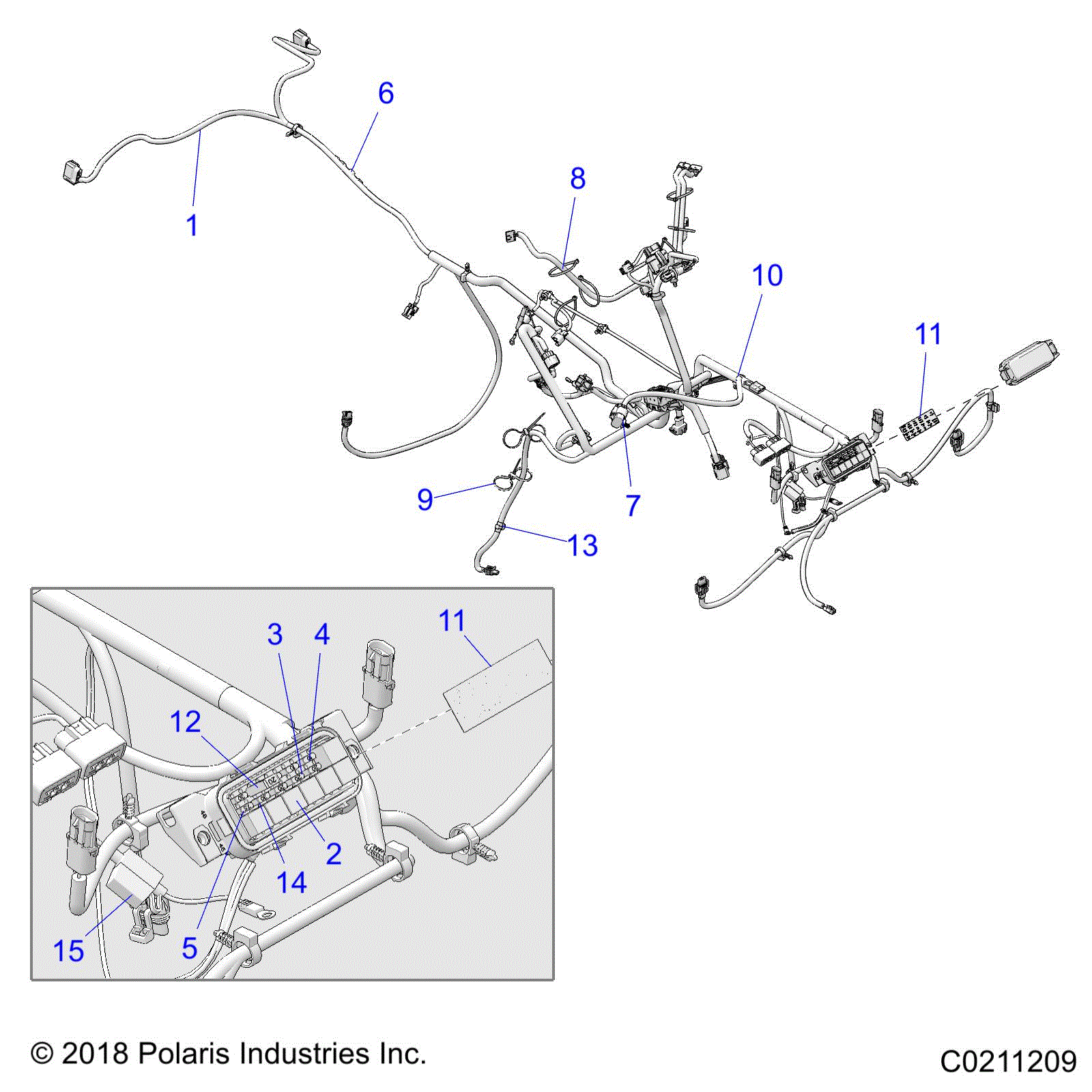 An Image of a Genuine Polaris Parts Schematic Diagram showing the schematic - ELECTRICAL: HARNESS - 2020 POLARIS SPORTSMAN XP 1000 HIGH LIFTER