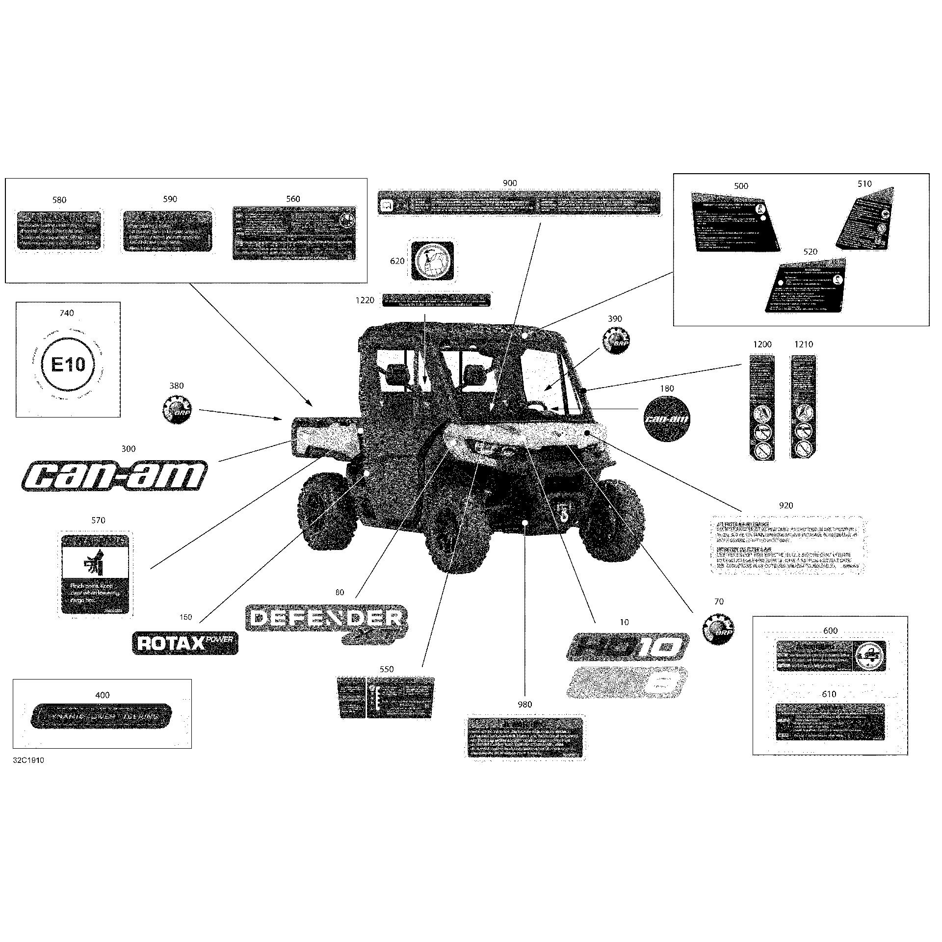 An Image of a Genuine Can-Am Parts Schematic Diagram showing the schematic - DECALS - HD8 - XT CAB