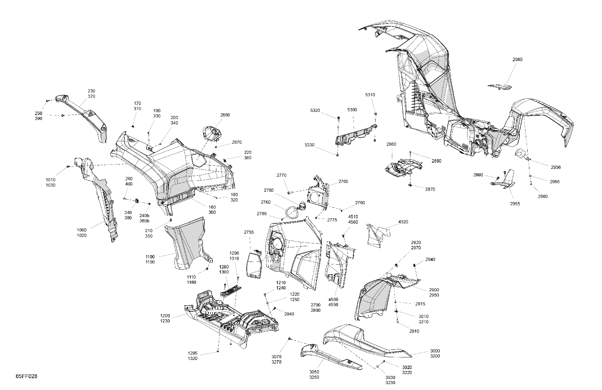 An Image of a Genuine Can-Am Parts Schematic Diagram showing the schematic - BODY - FENDER KIT