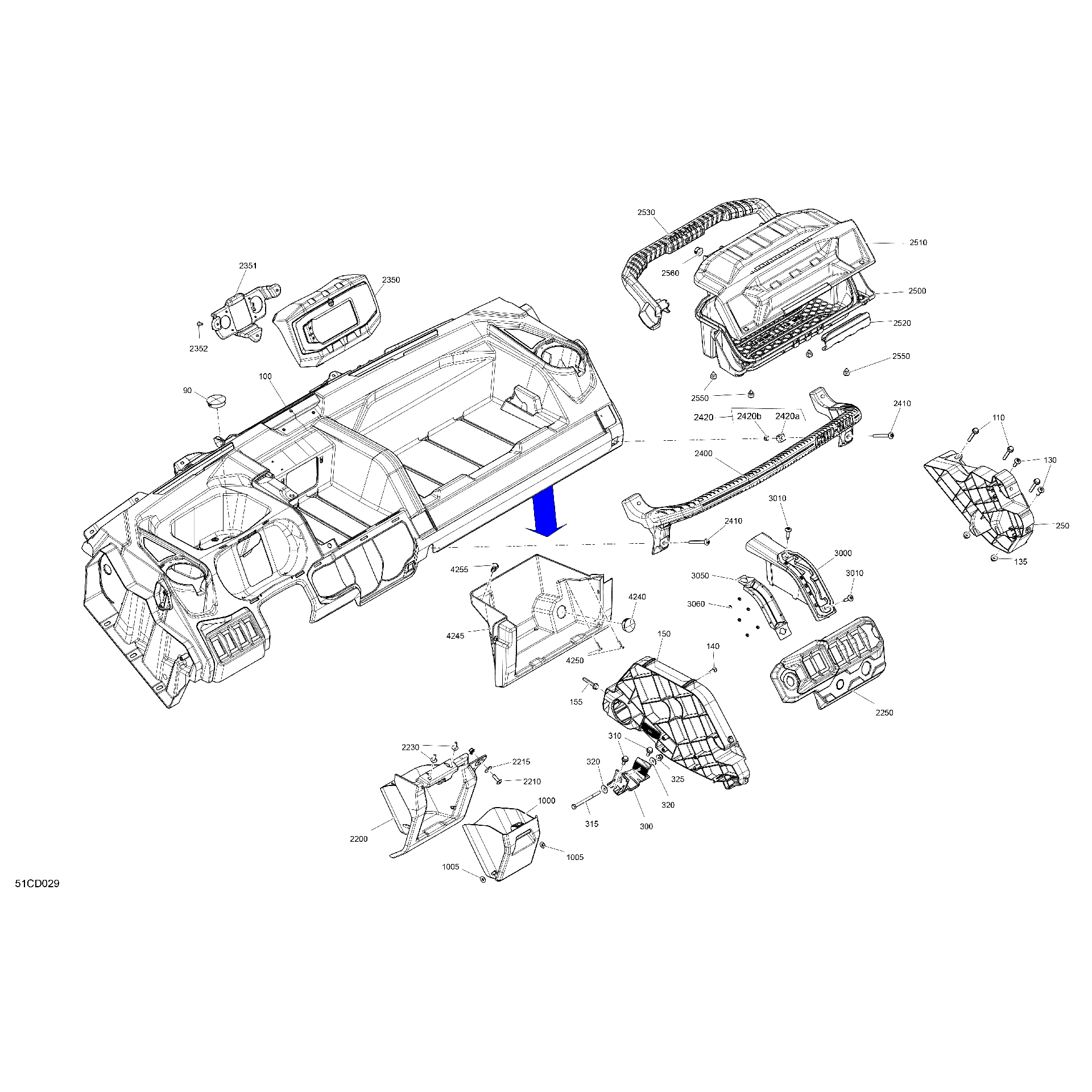 An Image of a Genuine Can-Am Parts Schematic Diagram showing the schematic - CAB INTERIOR - DASHBOARD