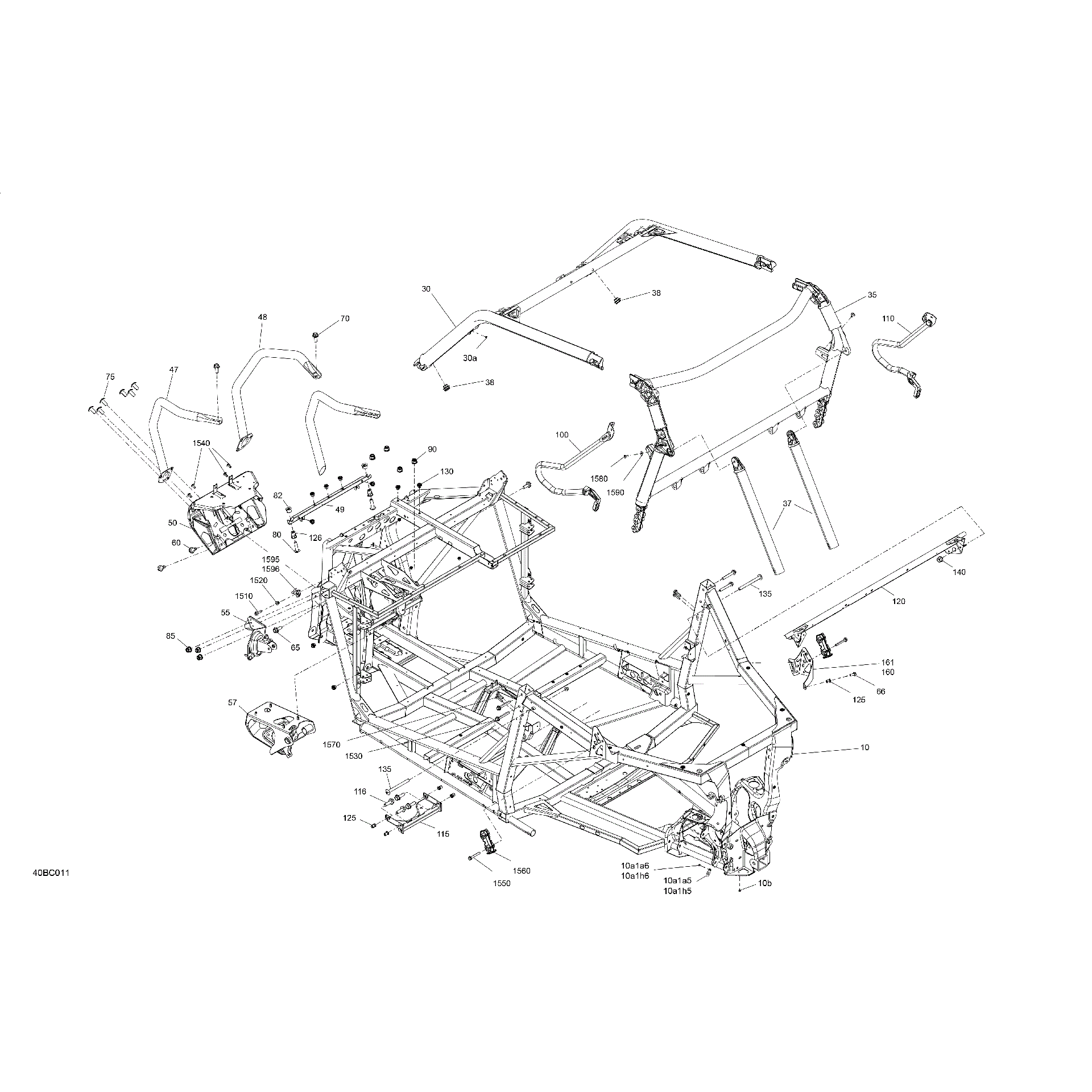 An Image of a Genuine Can-Am Parts Schematic Diagram showing the schematic - FRAME - SYSTEM