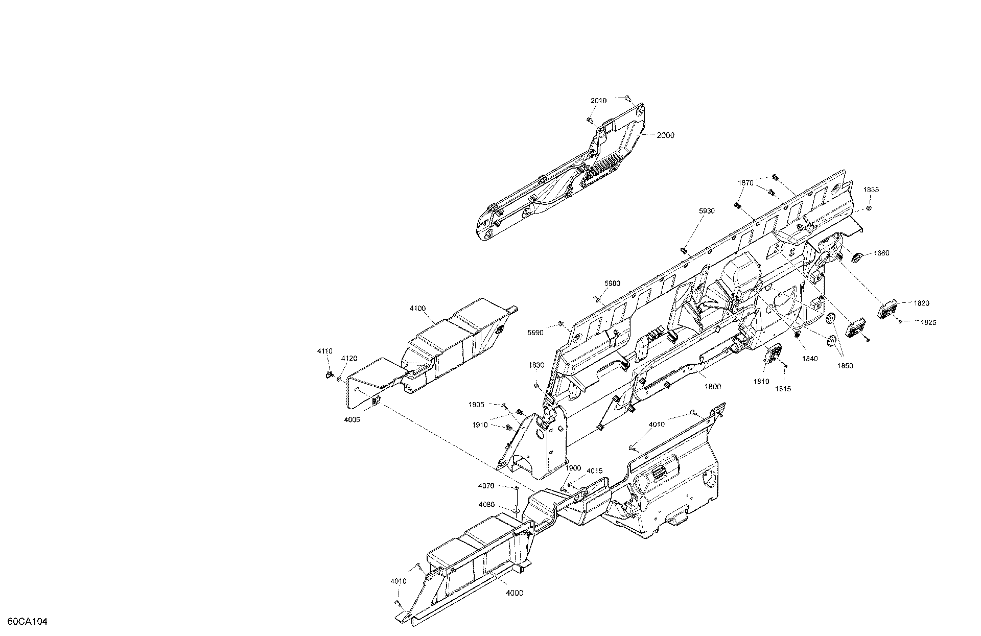An Image of a Genuine Can-Am Parts Schematic Diagram showing the schematic - CAB INTERIOR - BACK WALL