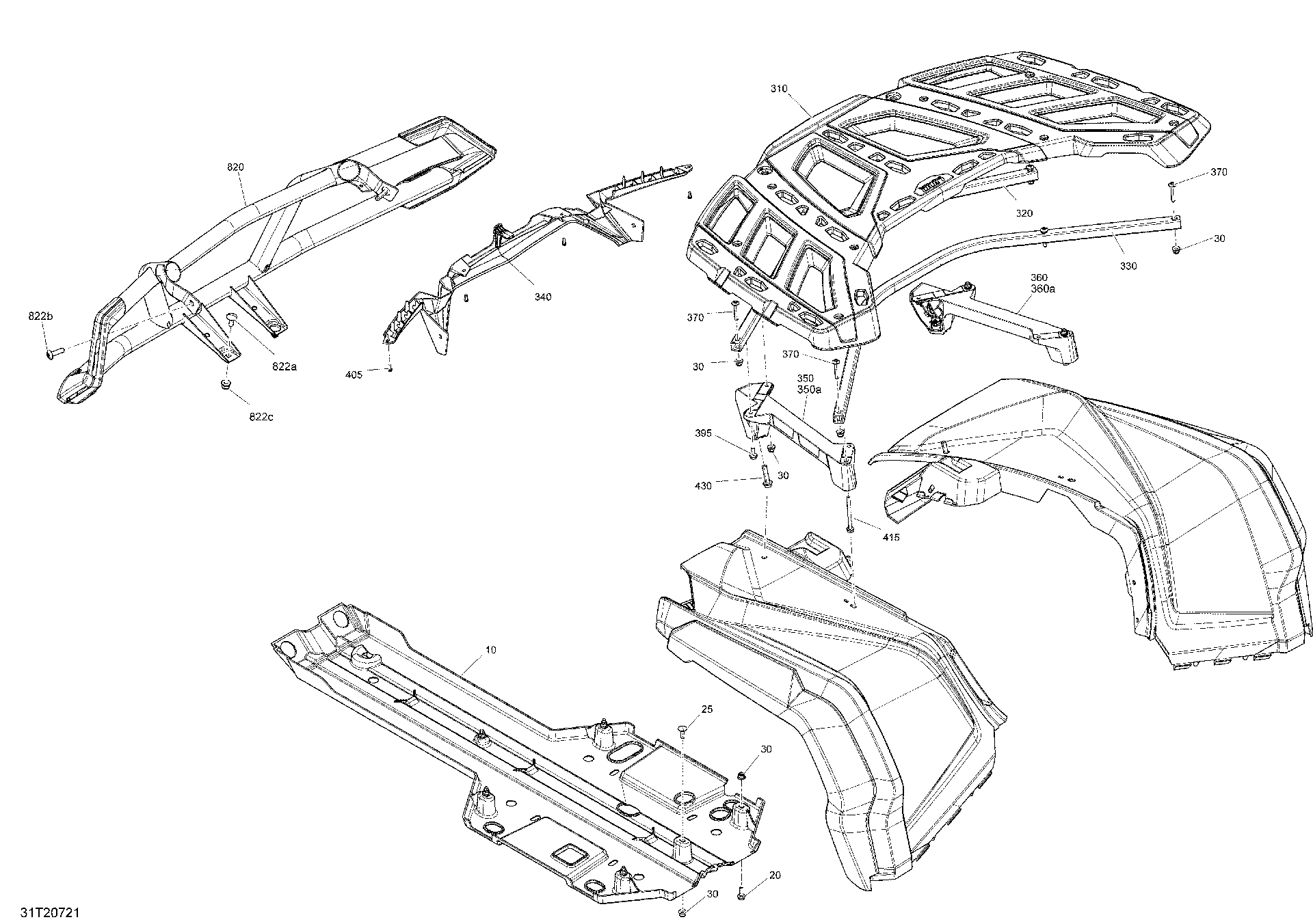 An Image of a Genuine Can-Am Parts Schematic Diagram showing the schematic - BODY - BUMPER AND SKID PLATE - WHITE