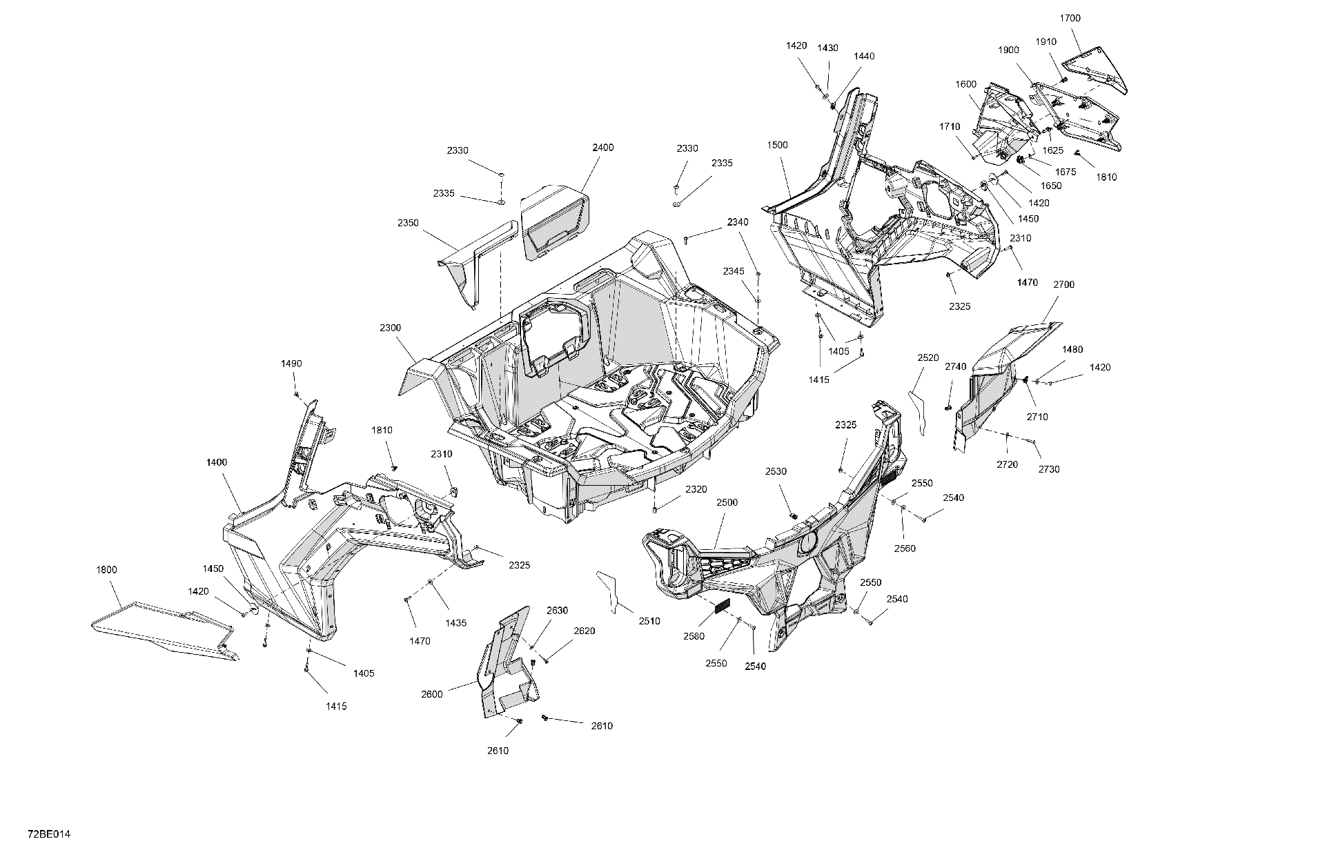 An Image of a Genuine Can-Am Parts Schematic Diagram showing the schematic - BODY - REAR SECTION