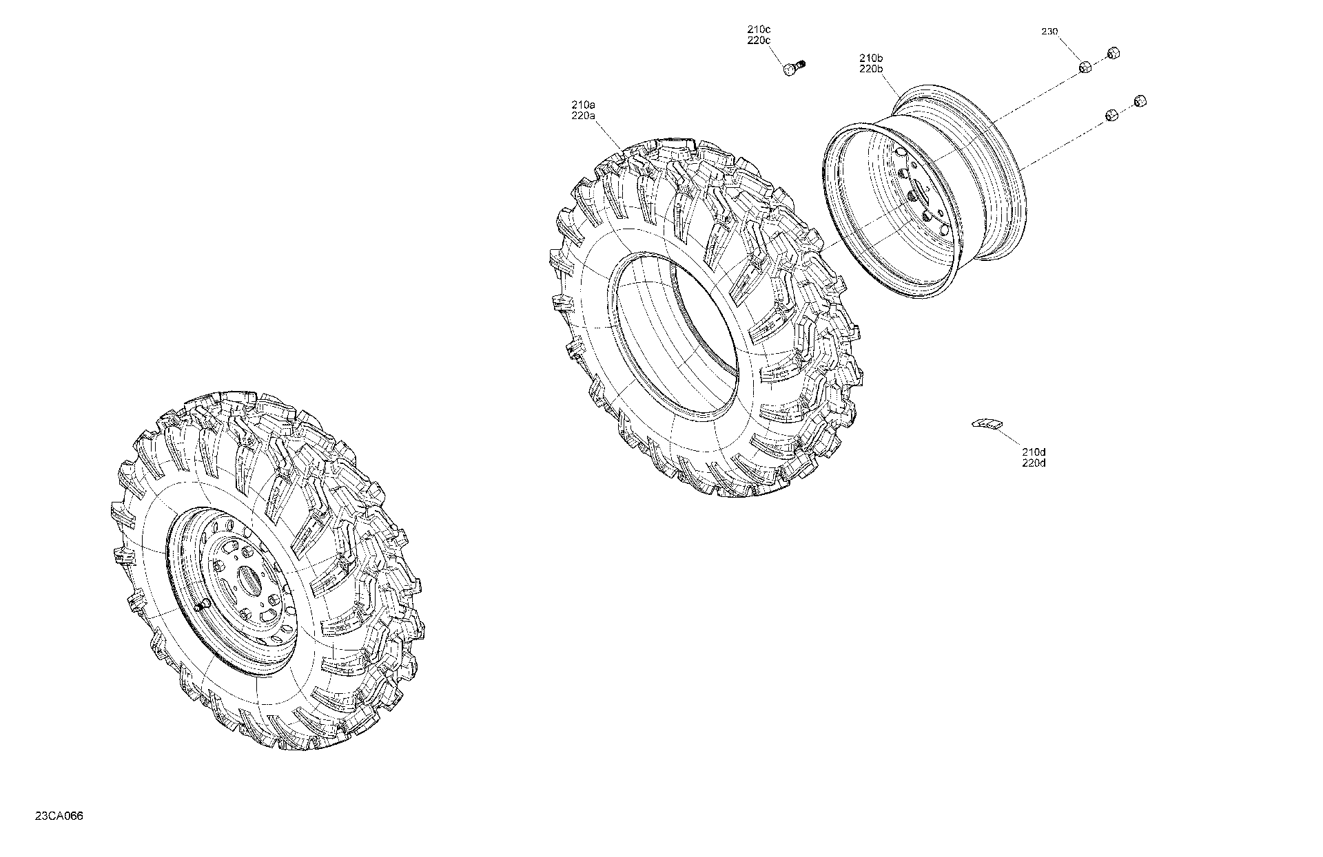 An Image of a Genuine Can-Am Parts Schematic Diagram showing the schematic - DRIVE - FRONT WHEELS - BASE