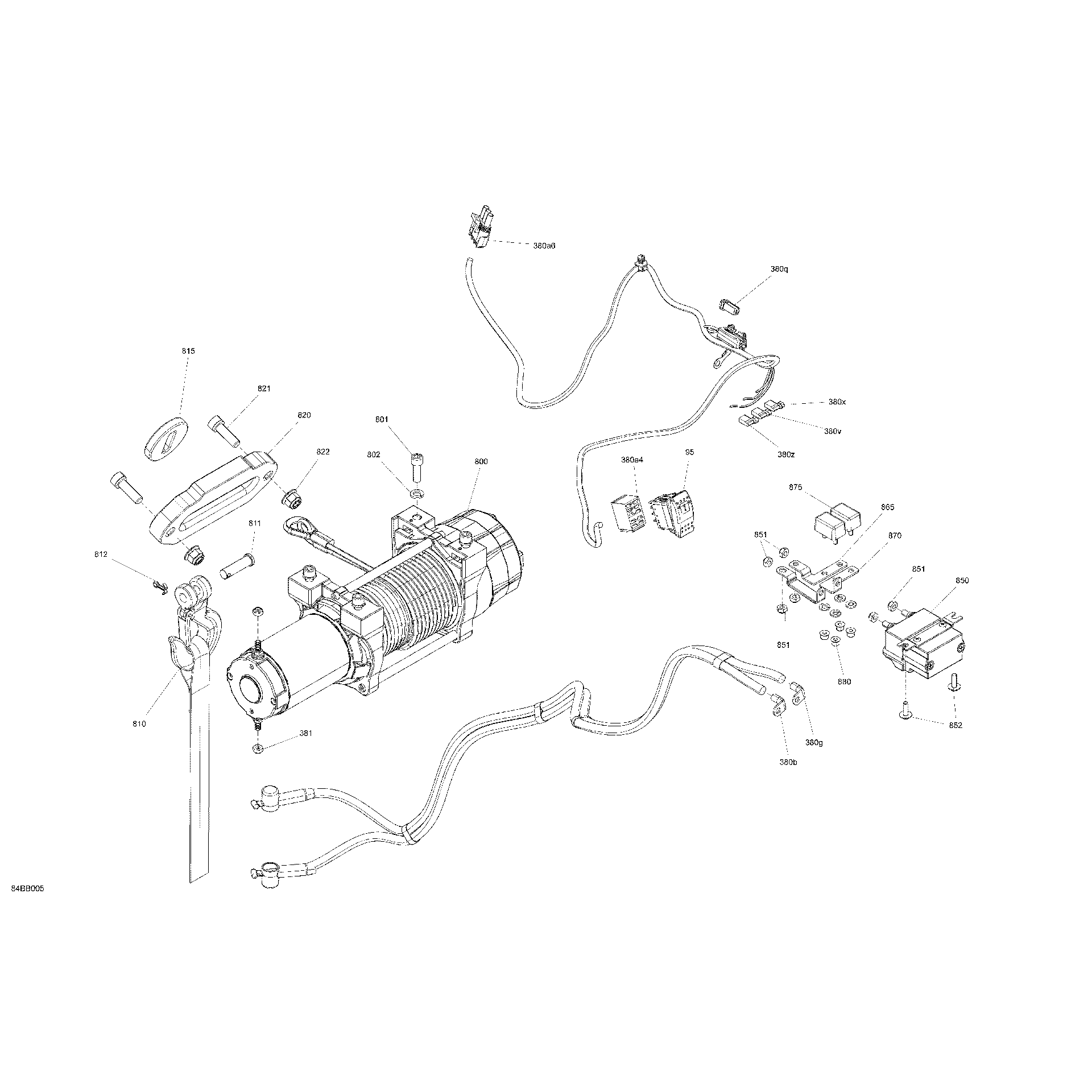 An Image of a Genuine Can-Am Parts Schematic Diagram showing the schematic - ELECTRIC - WINCH