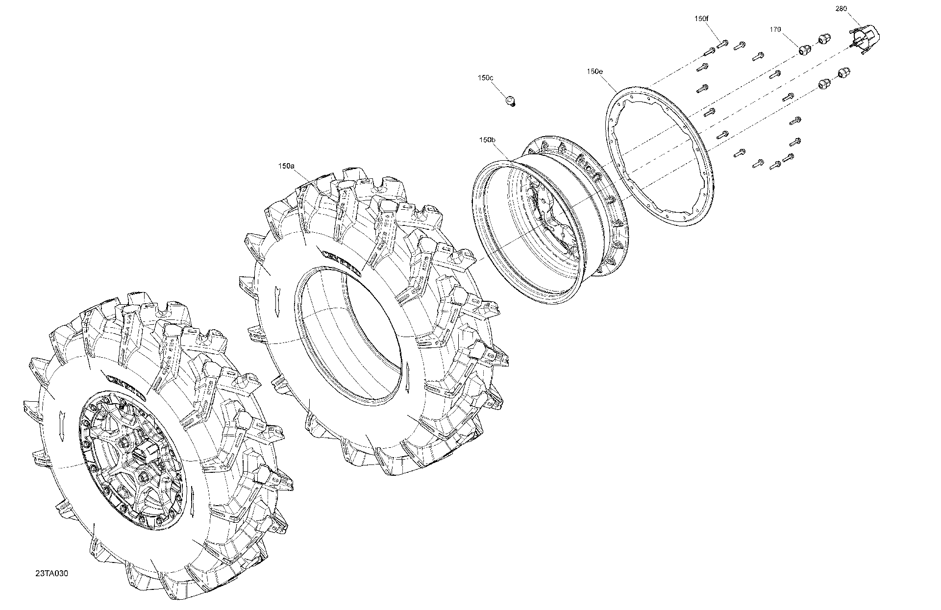 An Image of a Genuine Can-Am Parts Schematic Diagram showing the schematic - DRIVE - REAR WHEELS