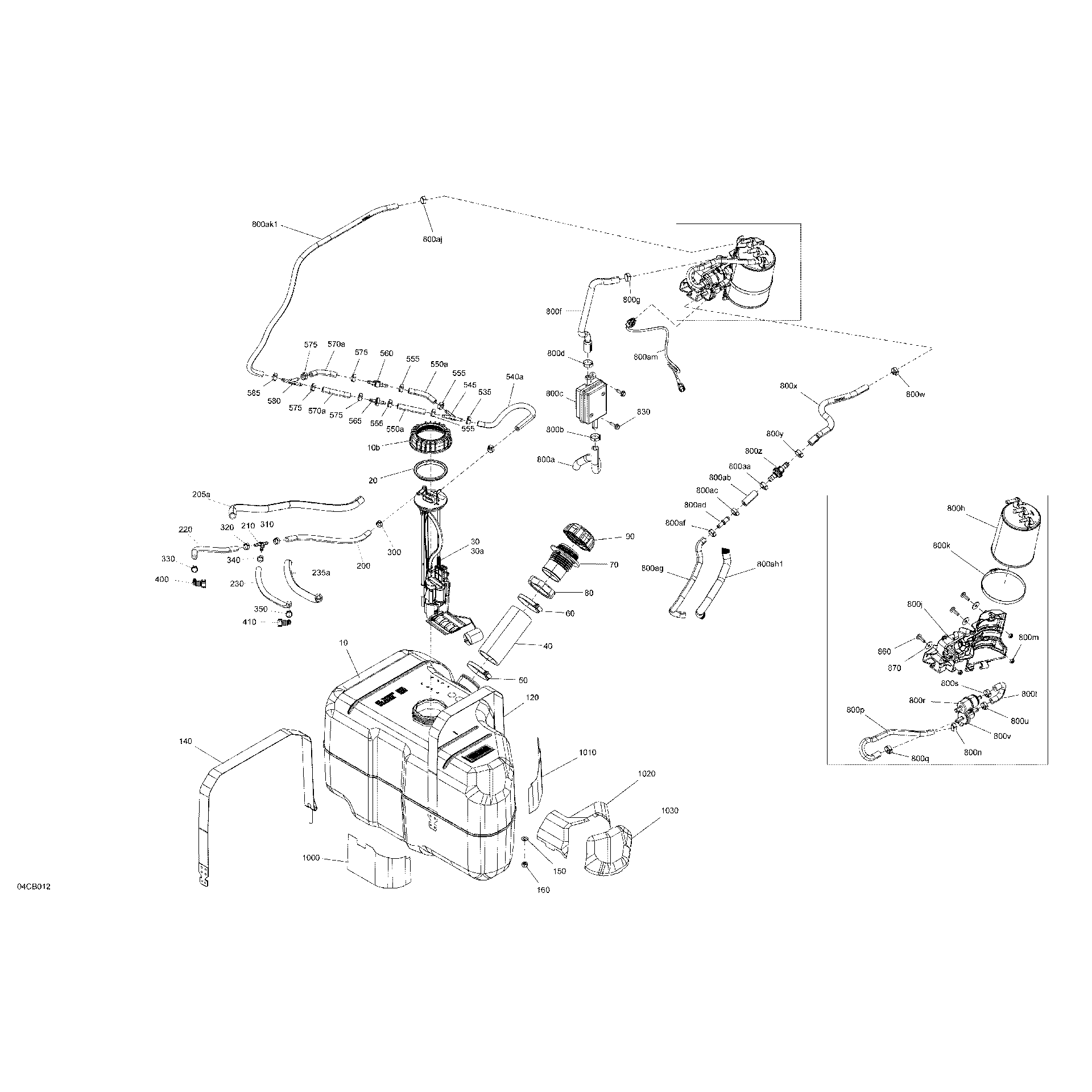 An Image of a Genuine Can-Am Parts Schematic Diagram showing the schematic - ENGINE - FUEL - EVAP