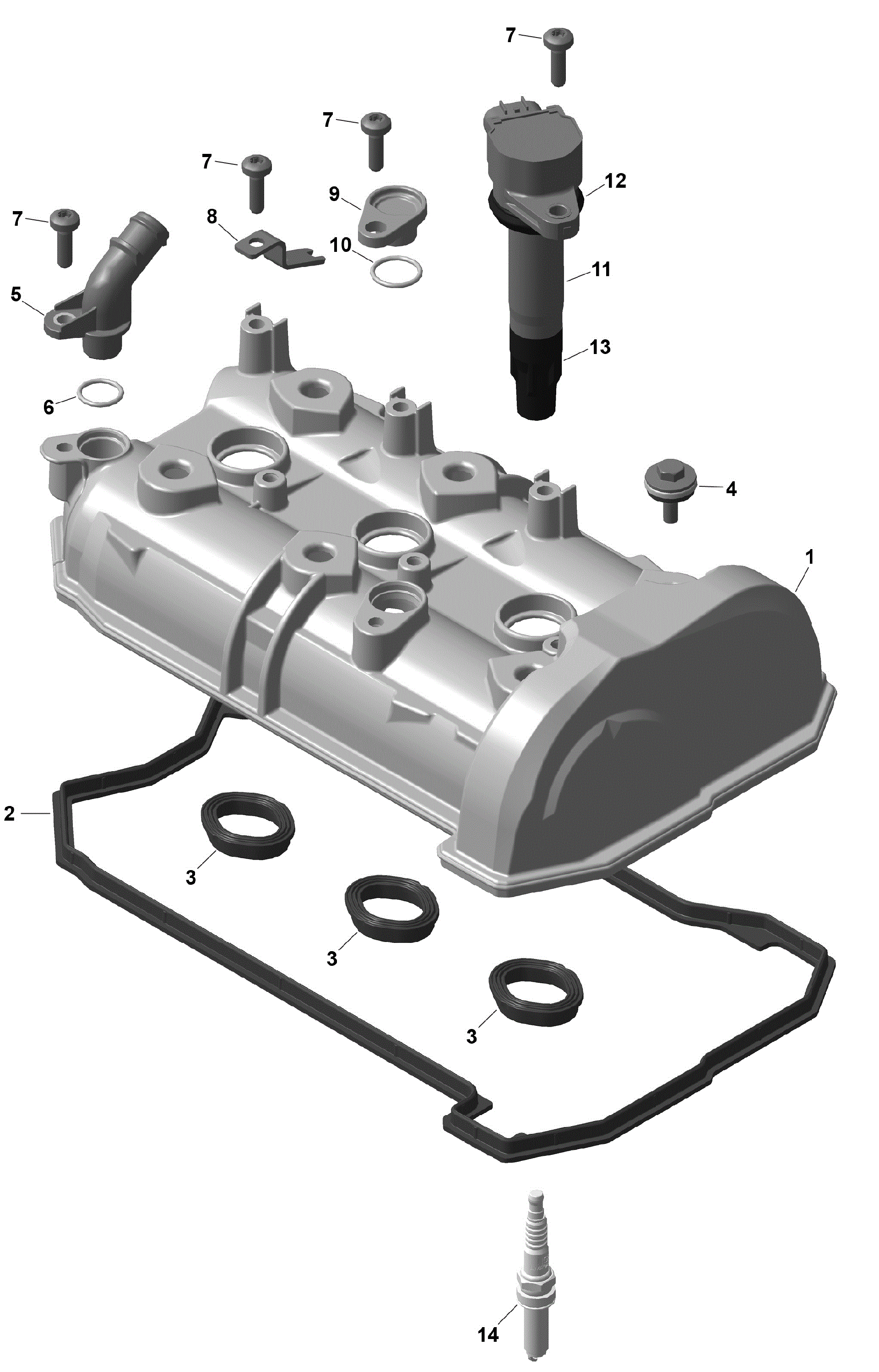 An Image of a Genuine Can-Am Parts Schematic Diagram showing the schematic - ROTAX - VALVE COVER