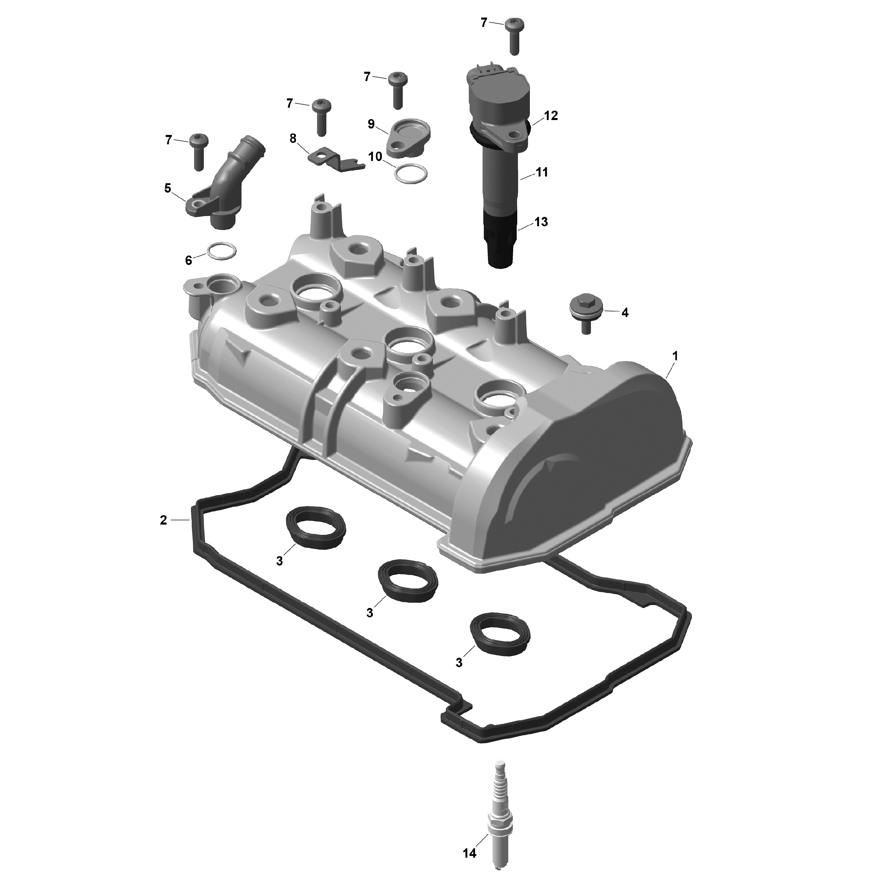 An Image of a Genuine Can-Am Parts Schematic Diagram showing the schematic - ROTAX - VALVE COVER