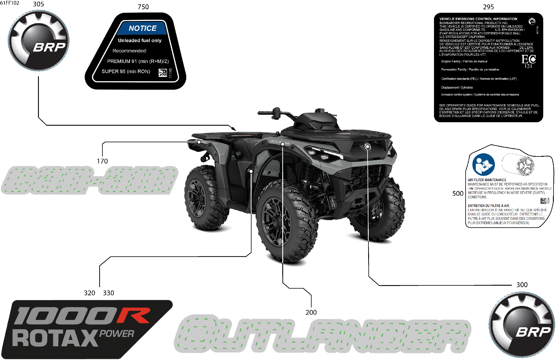 An Image of a Genuine Can-Am Parts Schematic Diagram showing the schematic - BODY - FEATURE DECALS