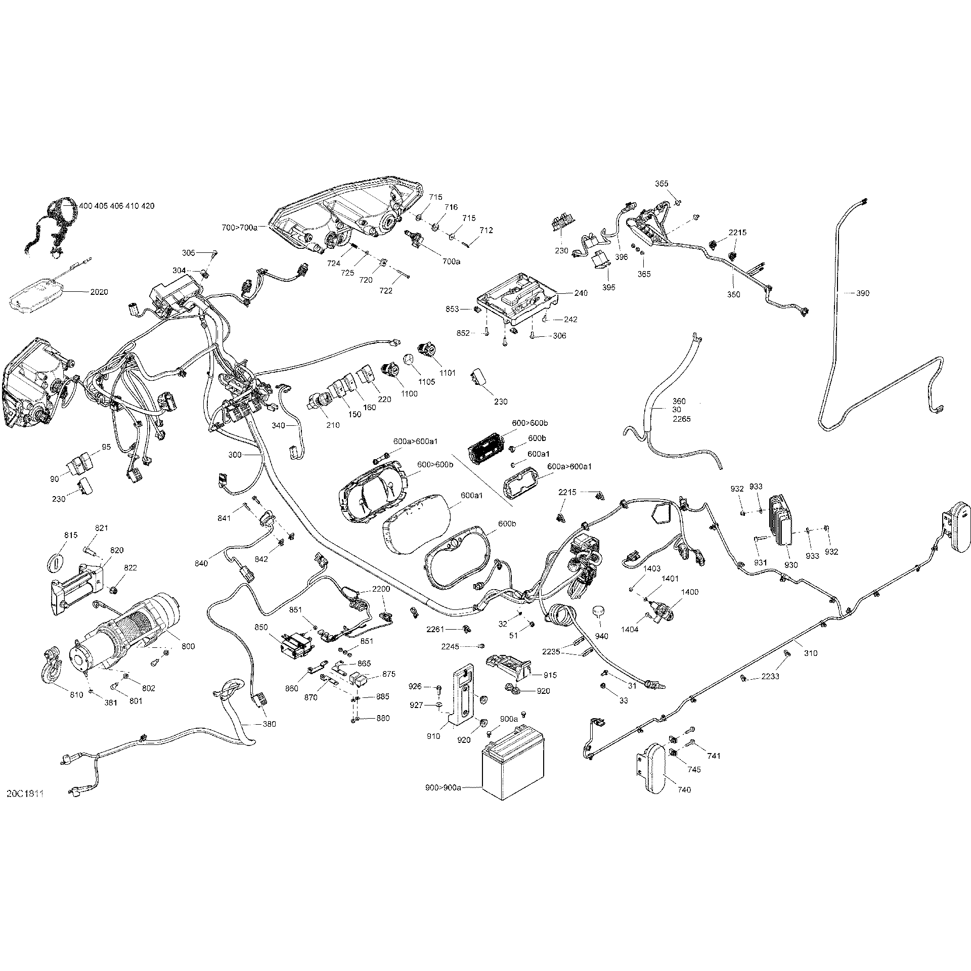 An Image of a Genuine Can-Am Parts Schematic Diagram showing the schematic - ELECTRICAL SYSTEM DEFENDER MAX