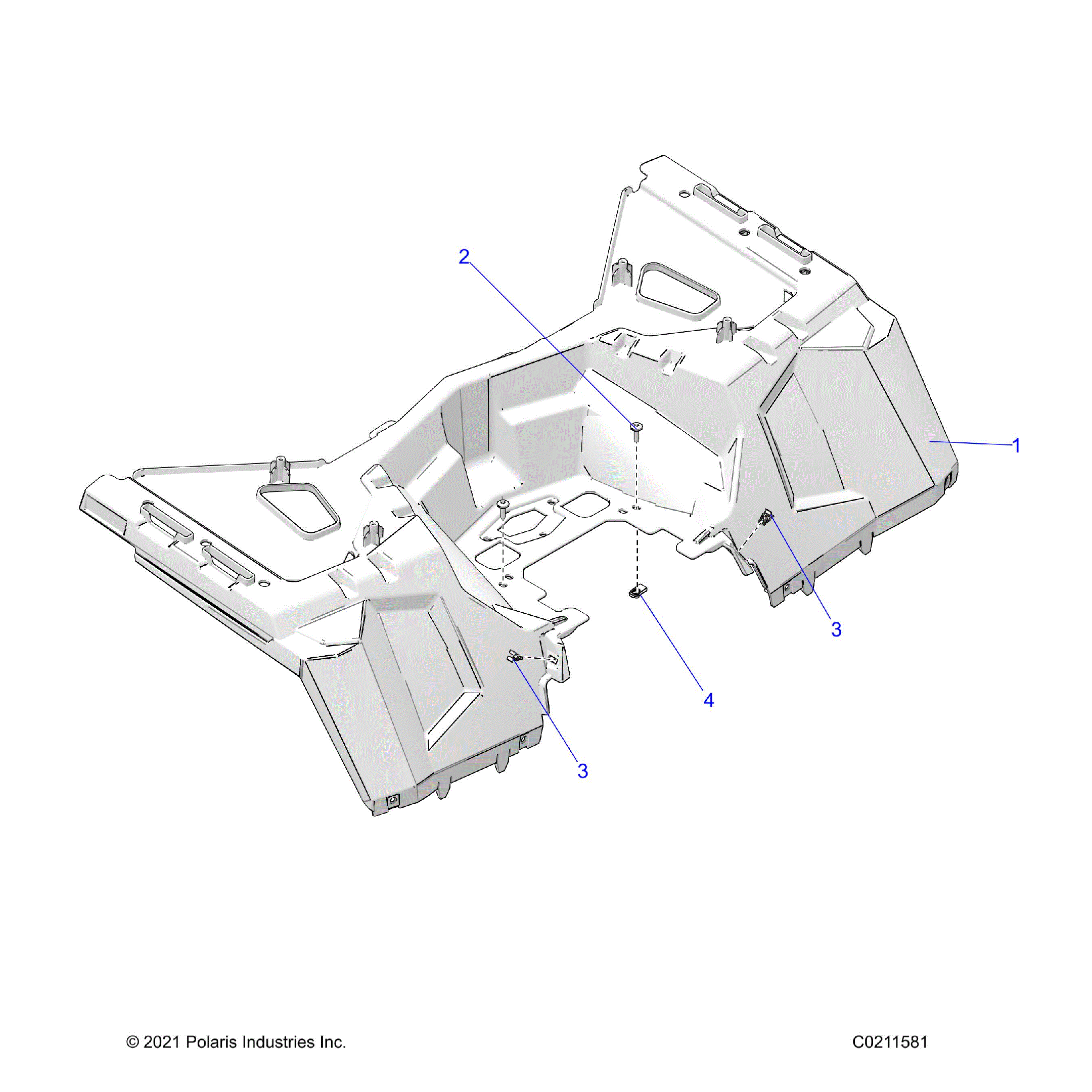 An Image of a Genuine Polaris Parts Schematic Diagram showing the schematic - BODY: REAR CAB - 2022 POLARIS SPORTSMAN 850 48"