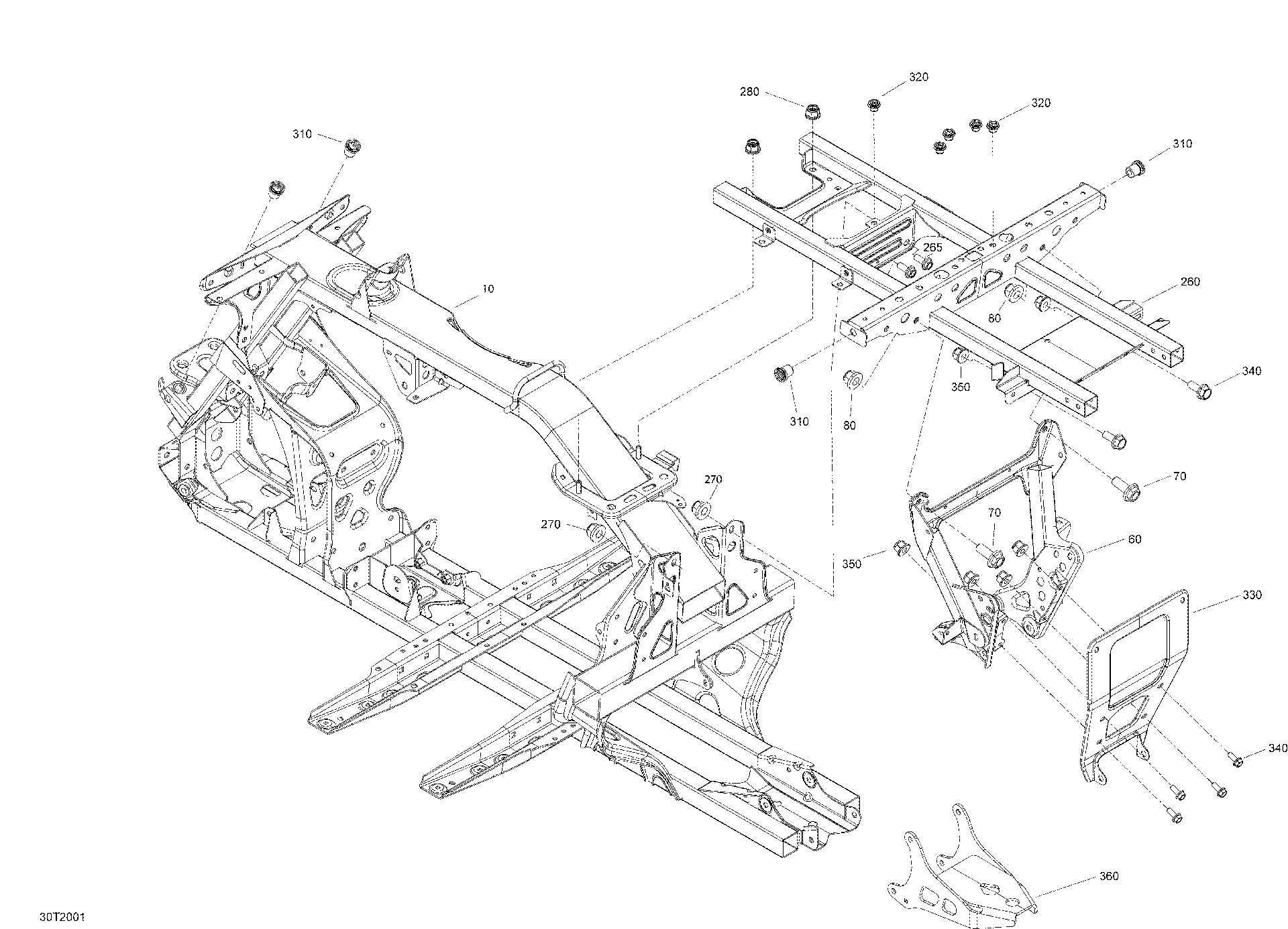 An Image of a Genuine Can-Am Parts Schematic Diagram showing the schematic - FRAME