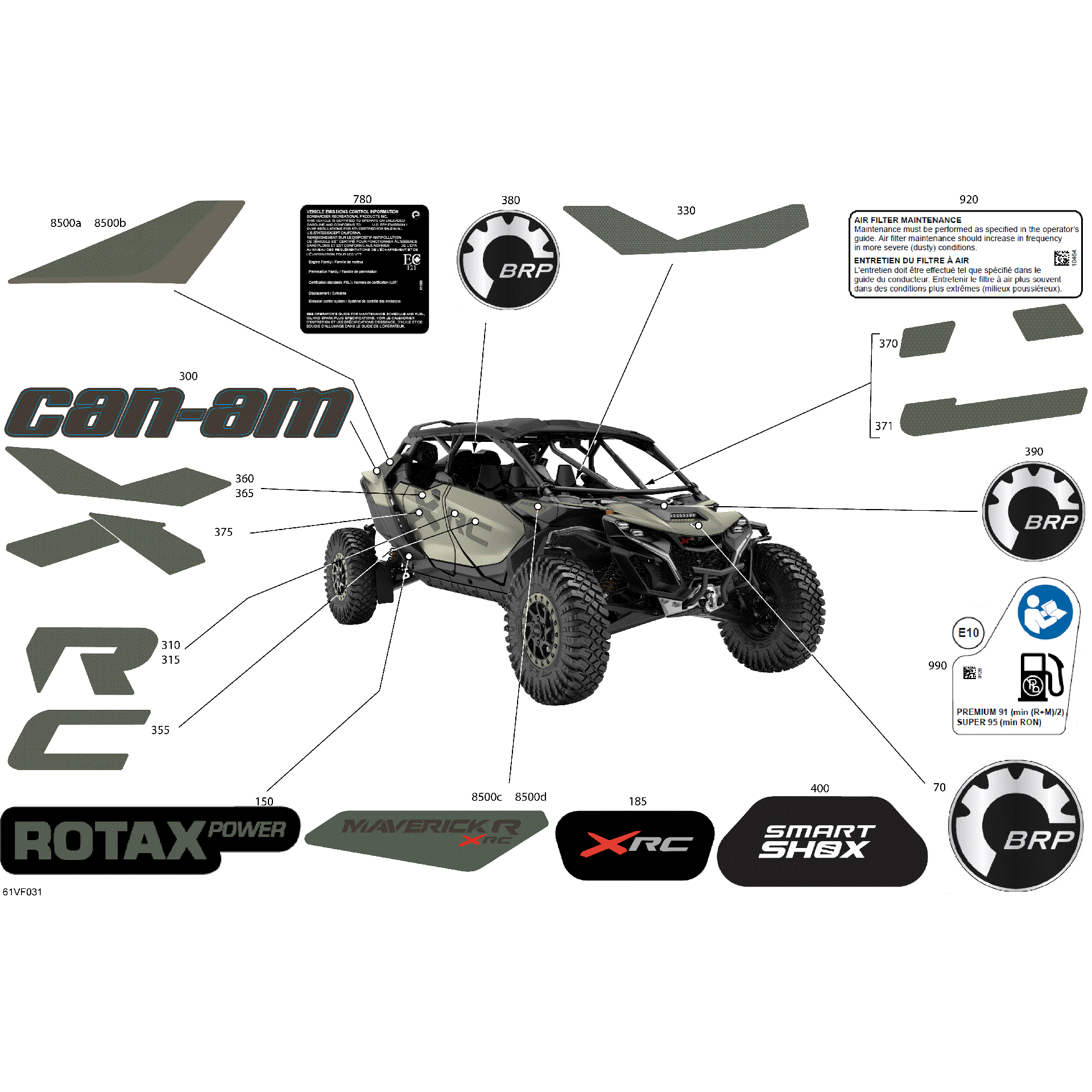 An Image of a Genuine Can-Am Parts Schematic Diagram showing the schematic - BODY - DECALS