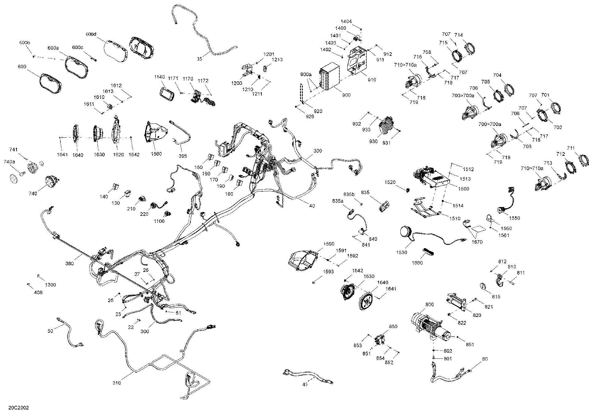 An Image of a Genuine Can-Am Parts Schematic Diagram showing the schematic - ELECTRICAL SYSTEM