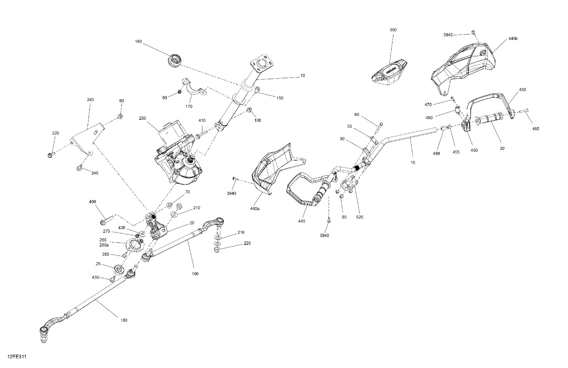 An Image of a Genuine Can-Am Parts Schematic Diagram showing the schematic - MECHANIC - STEERING