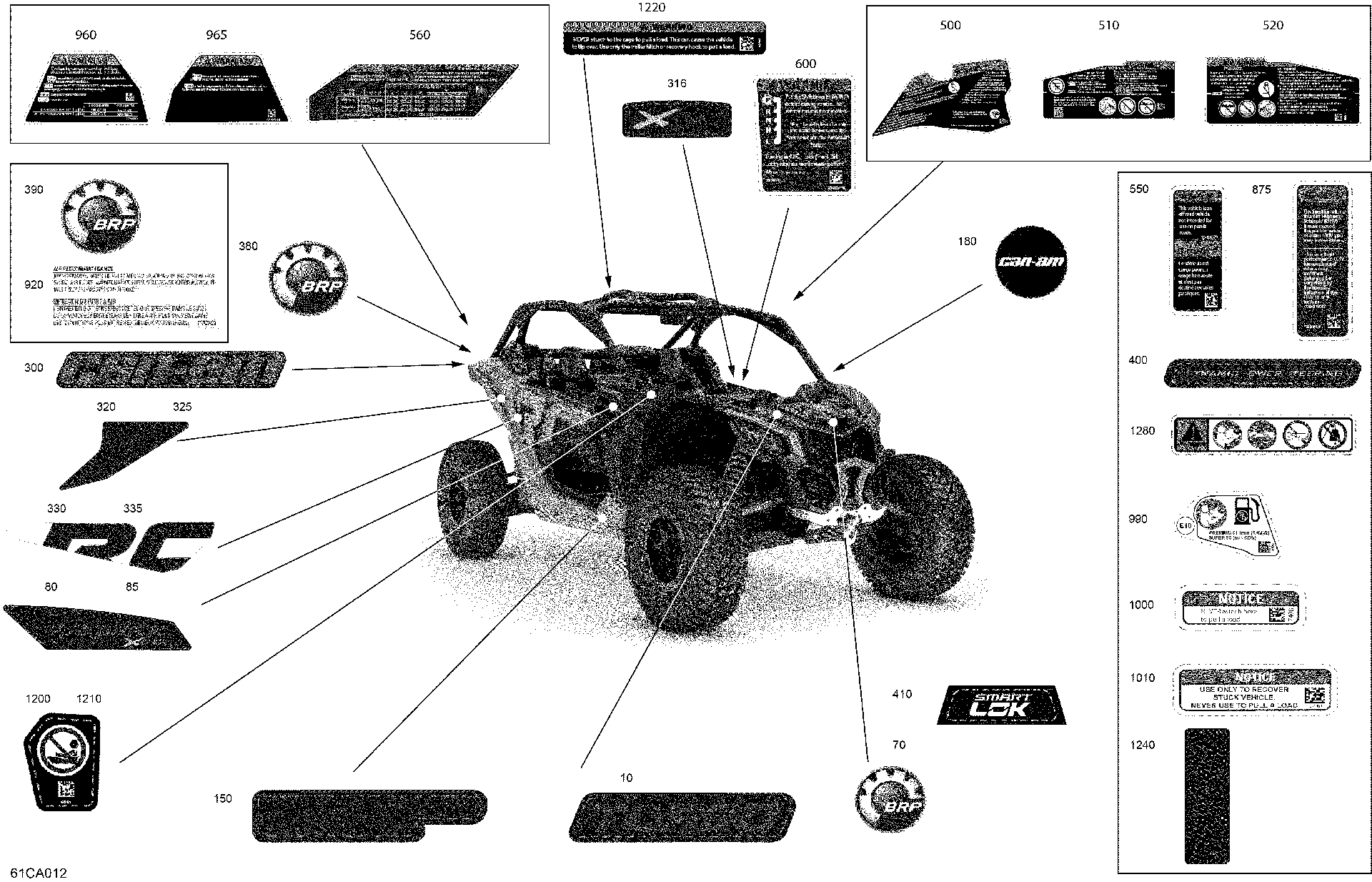 An Image of a Genuine Can-Am Parts Schematic Diagram showing the schematic - BODY - DECALS