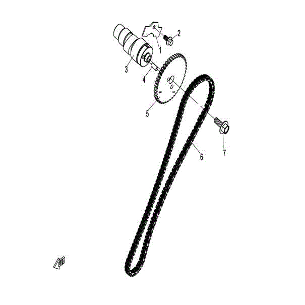 An Image of a genuine CFMOTO Parts Schematic Diagram showing the group - CAMSHAFT OF CYLINDER 2 ASSY - 2016 CFMOTO CFORCE 800 X8