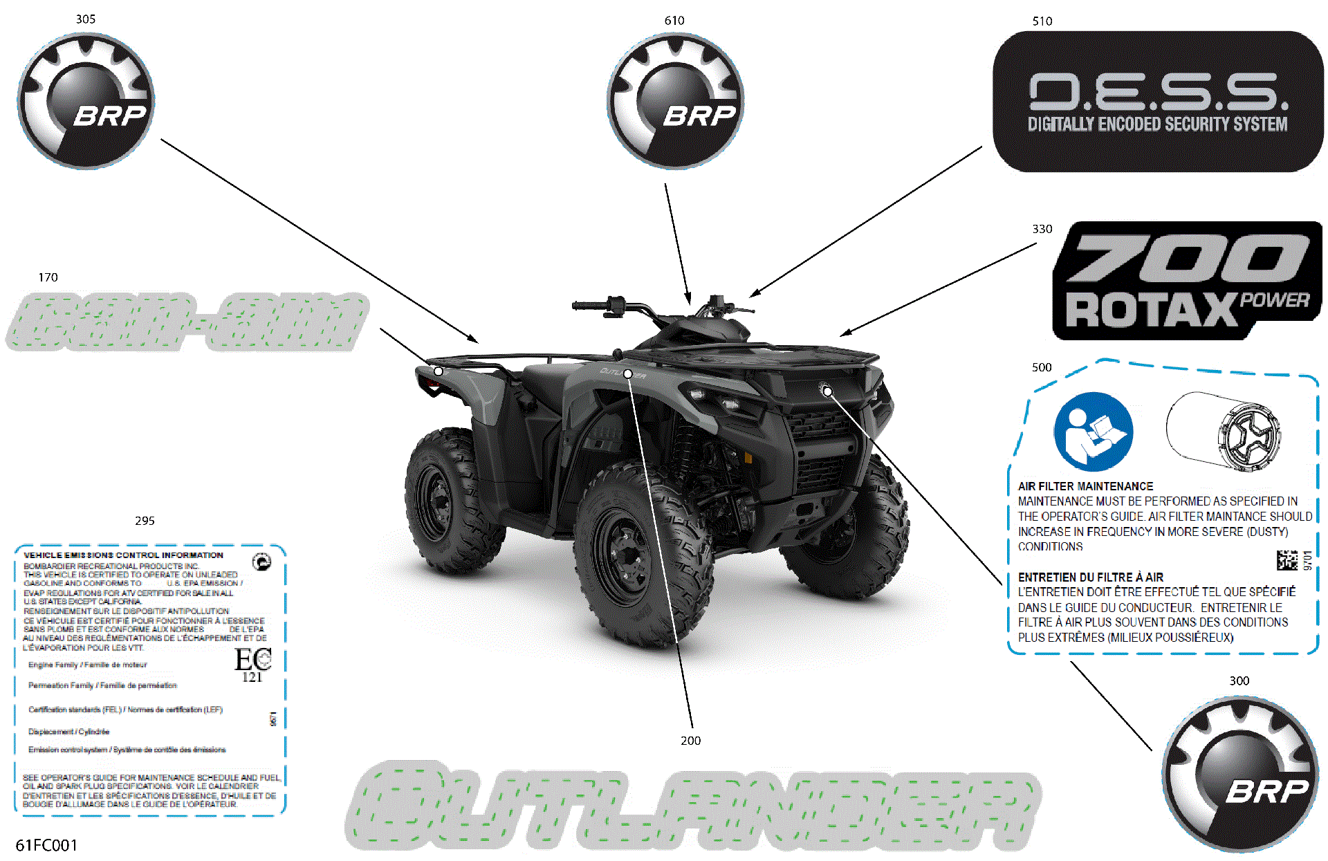 An Image of a Genuine Can-Am Parts Schematic Diagram showing the schematic - BODY - FEATURE DECALS
