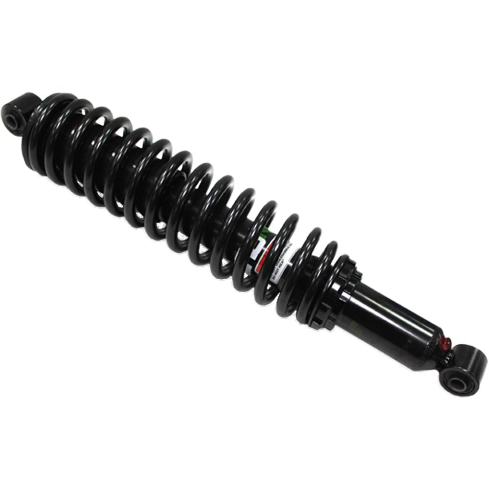 The Yamha Rhino 450/660/700 UTV/ATV Front Gas Shock by Bronco, available at Witchdoctors.com, is a black coil spring shock absorber with a cylindrical damper and mounting points at both ends, shown against a white background.