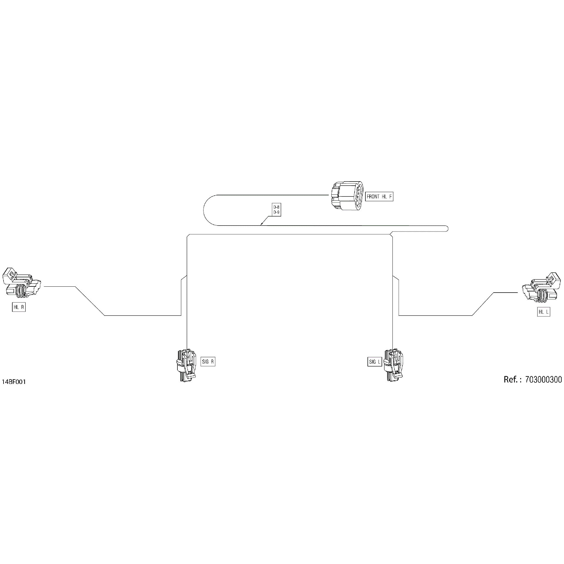 An Image of a Genuine Can-Am Parts Schematic Diagram showing the schematic - ELECTRIC - FRONT WIRING HARNESS - 710007426