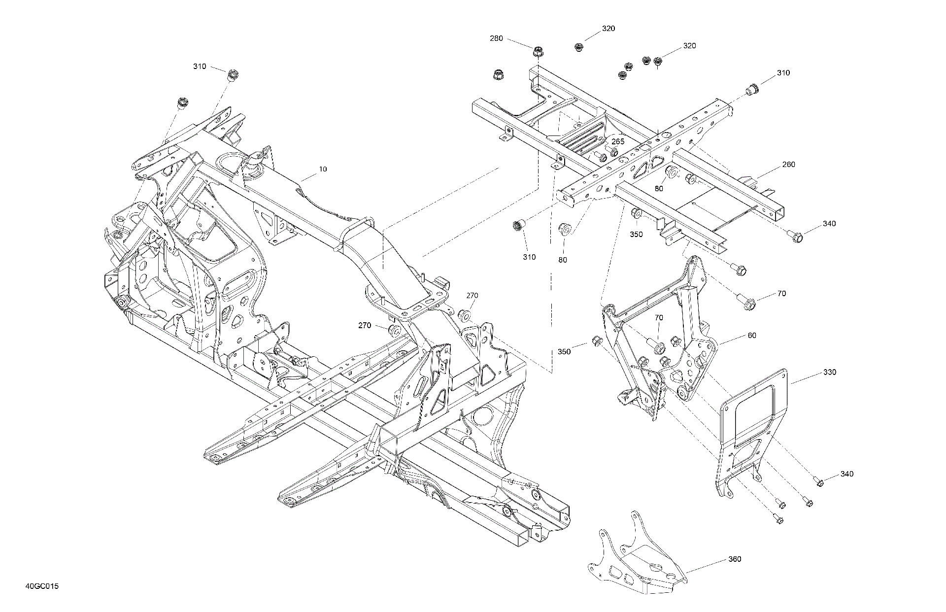 An Image of a Genuine Can-Am Parts Schematic Diagram showing the schematic - FRAME - SYSTEM