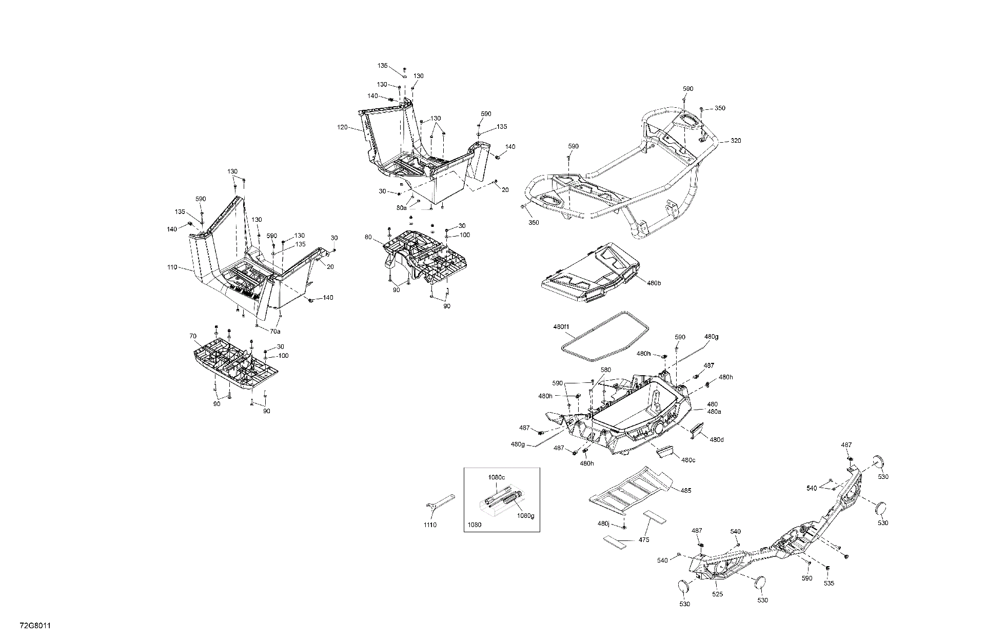 An Image of a Genuine Can-Am Parts Schematic Diagram showing the schematic - BODY - REAR SECTION