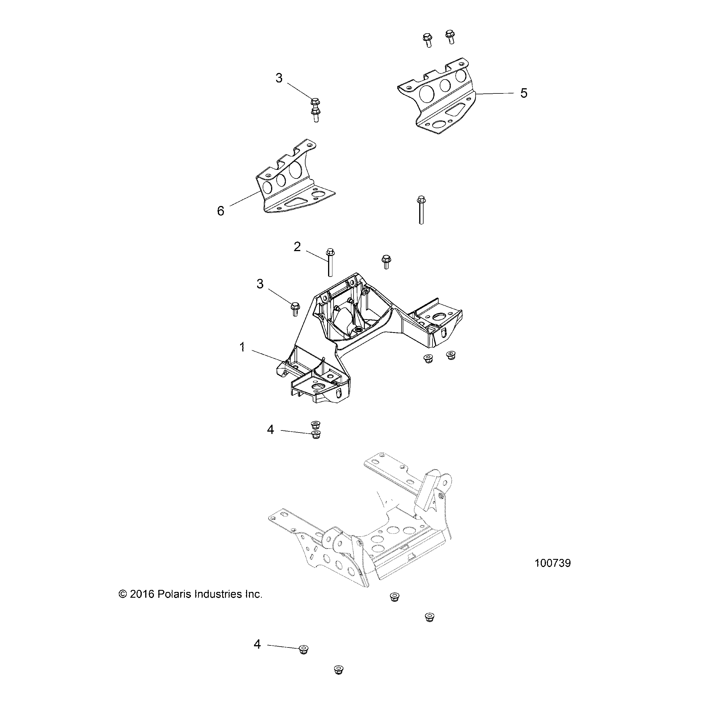 An Image of a Genuine Polaris Parts Schematic Diagram showing the schematic - CHASSIS: BULKHEAD and FRONT CAB SUPPORT - 2018 POLARIS SPORTSMAN XP 1000