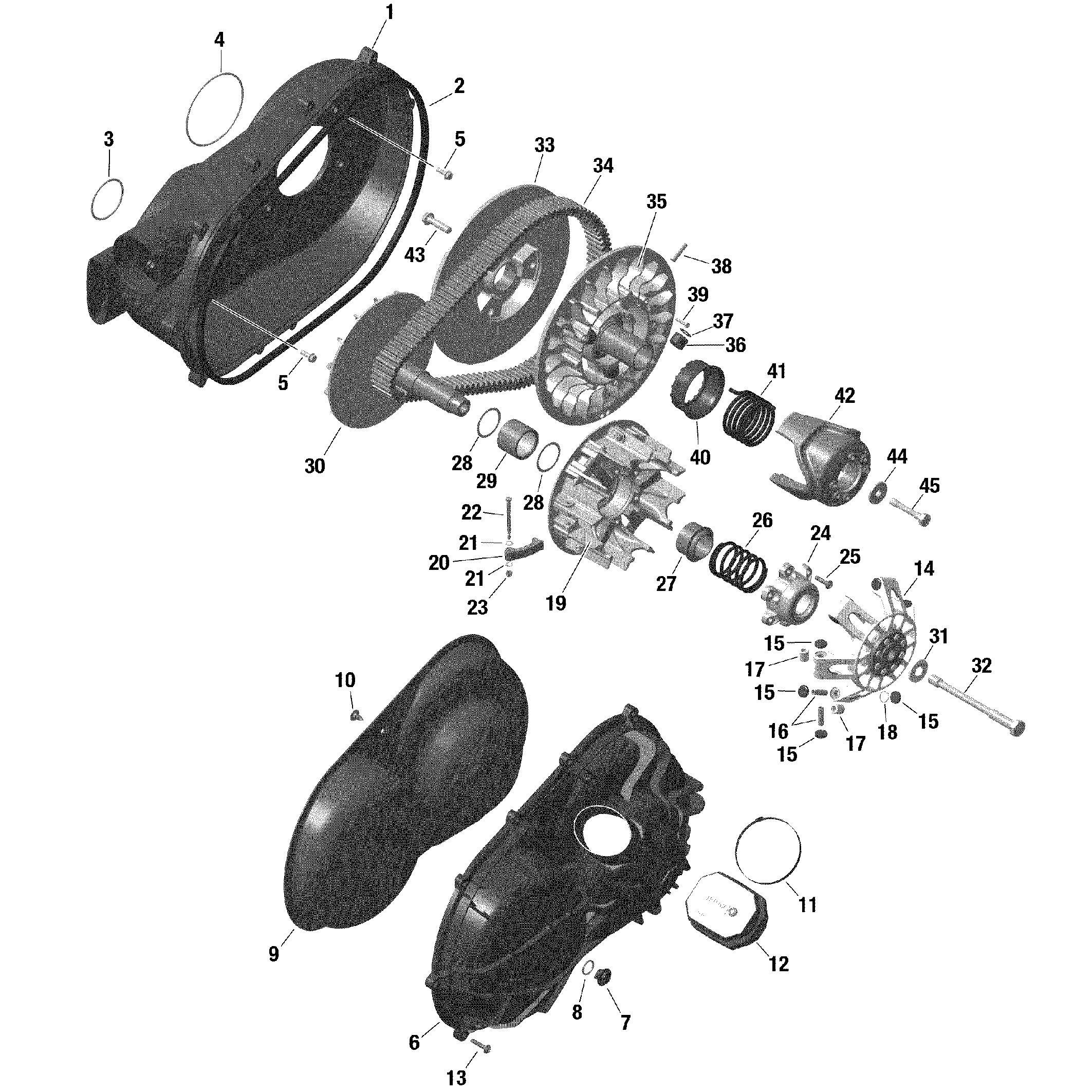 An Image of a Genuine Can-Am Parts Schematic Diagram showing the schematic - ROTAX - TRANSMISSION