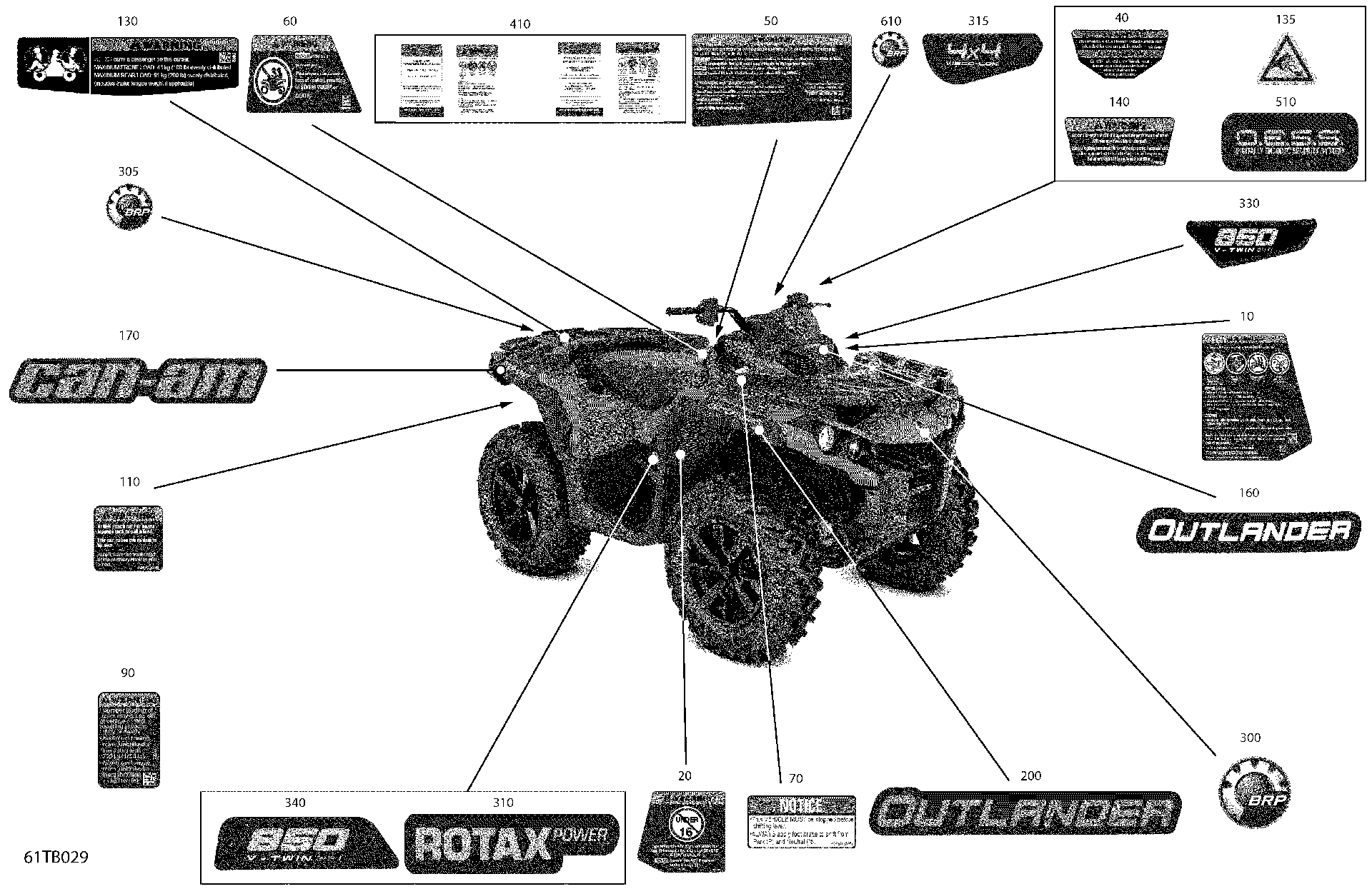 An Image of a Genuine Can-Am Parts Schematic Diagram showing the schematic - BODY - DECALS