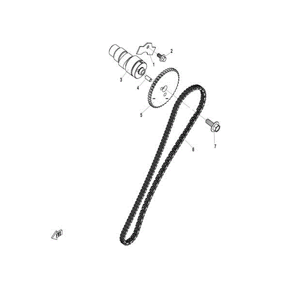 An Image of a Genuine CFMOTO Parts Schematic Diagram showing the schematic - CAMSHAFT OF CYLINDER 2 ASSY. - 2015 CFMOTO UFORCE 800