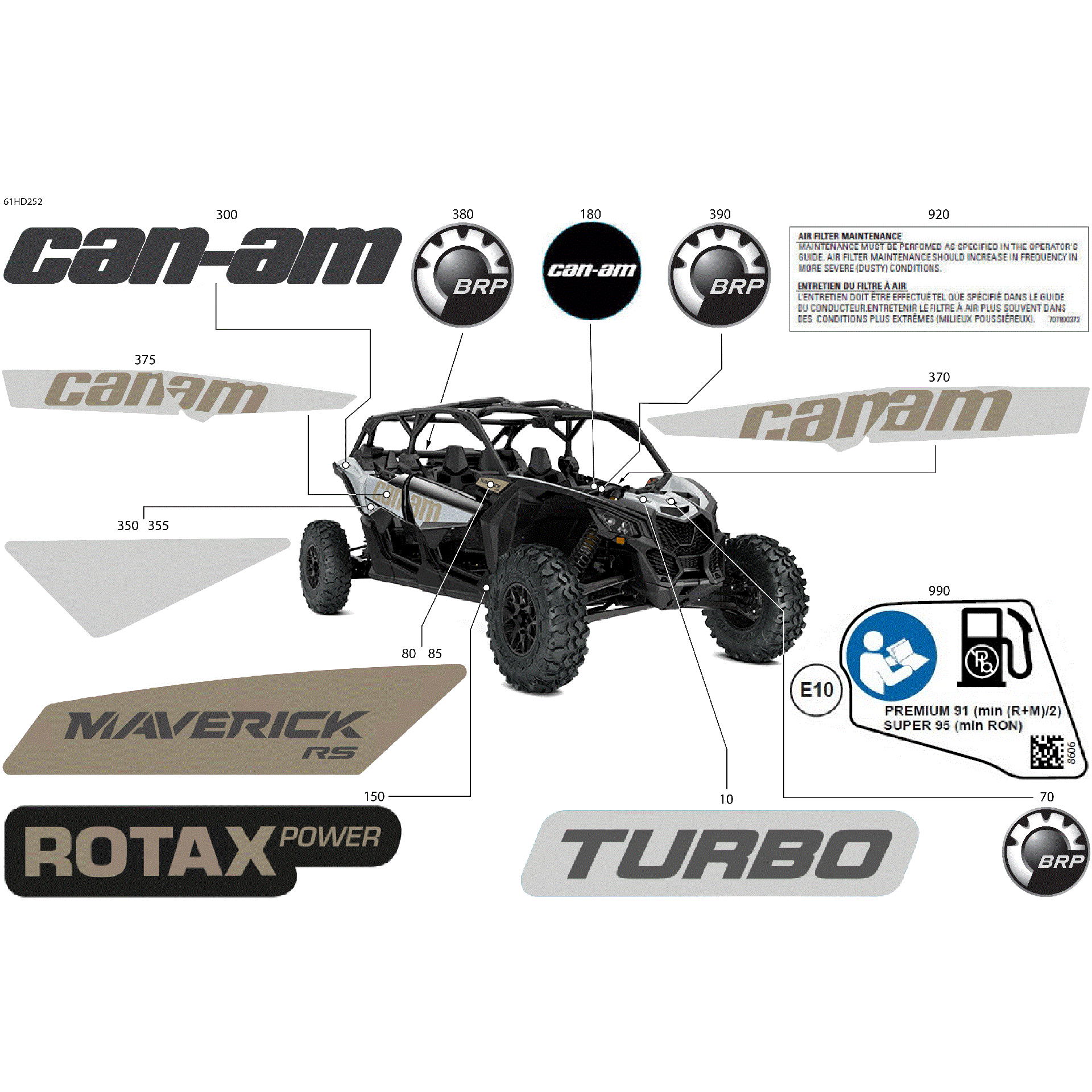 An Image of a Genuine Can-Am Parts Schematic Diagram showing the schematic - BODY - DECALS
