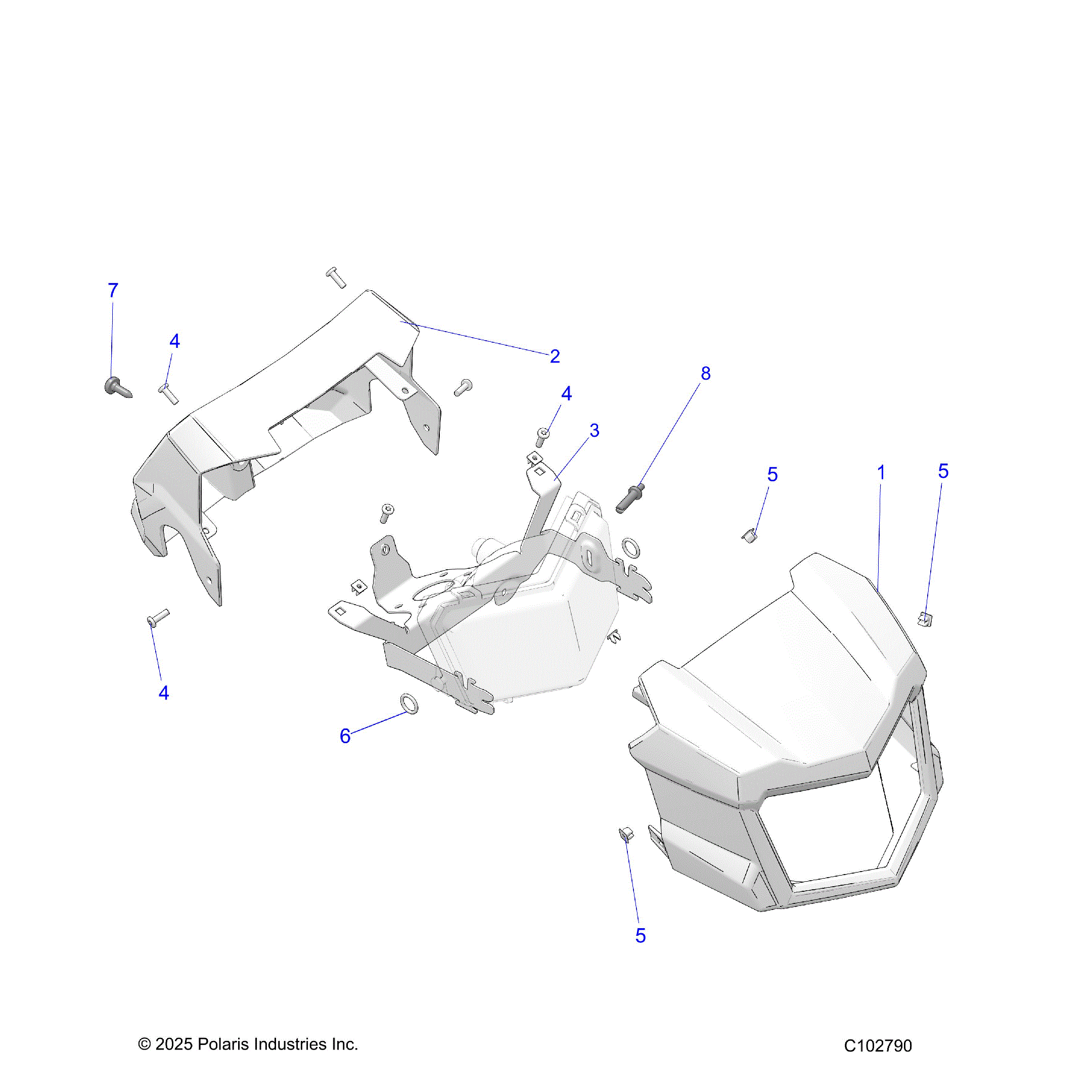 An Image of a Genuine Polaris Parts Schematic Diagram showing the schematic - BODY: HEADLIGHT POD - 2026 POLARIS SPORTSMAN 570 EPS PREMIUM