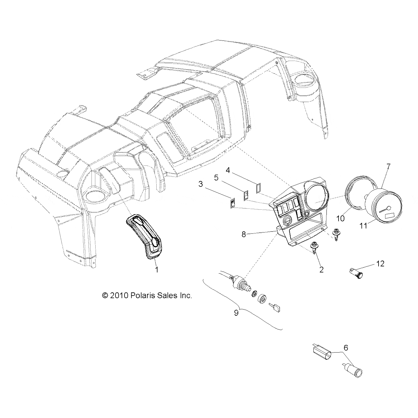 Dash Panel Controls, Gloss Blac by Polaris 5437644-070 OEM Hardware P5437644-070 Off Road Express