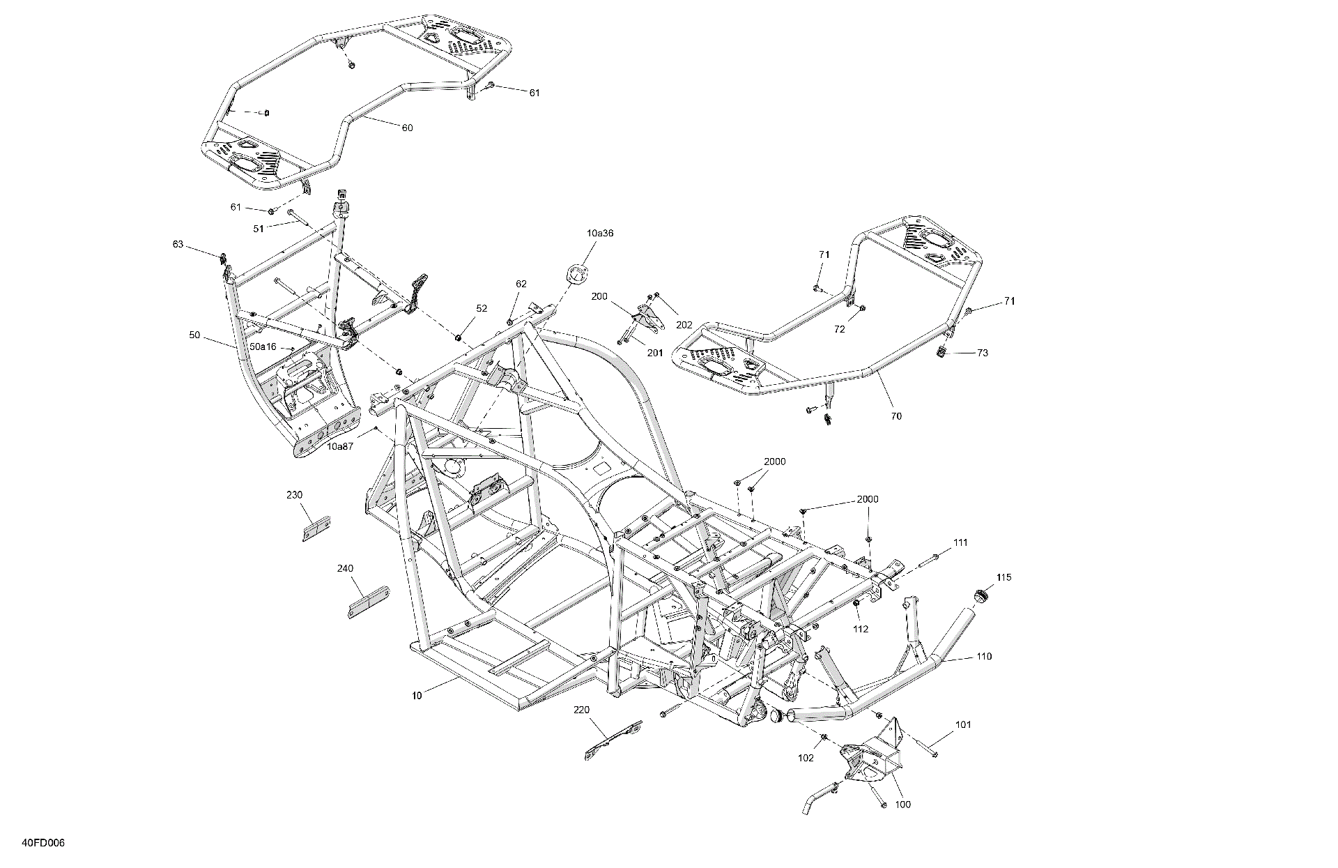 An Image of a Genuine Can-Am Parts Schematic Diagram showing the schematic - FRAME - SYSTEM
