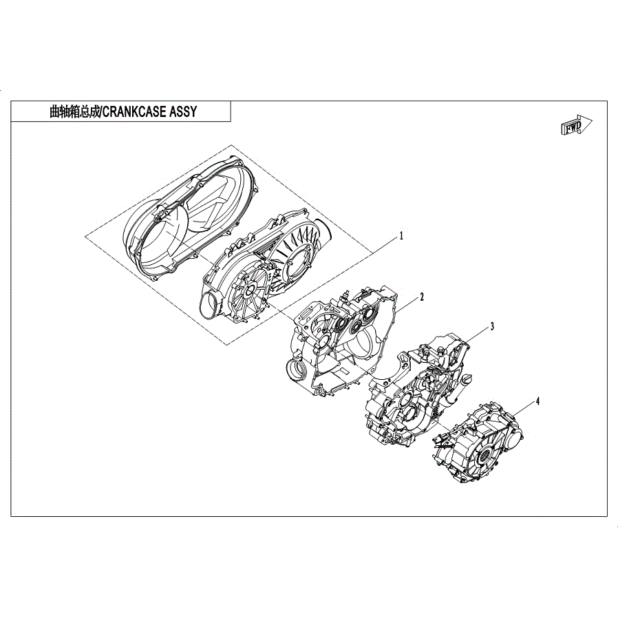 An Image of a Genuine CFMOTO Parts Schematic Diagram showing the schematic - CRANKCASE ASSY. - 2019 CFMOTO UFORCE 500