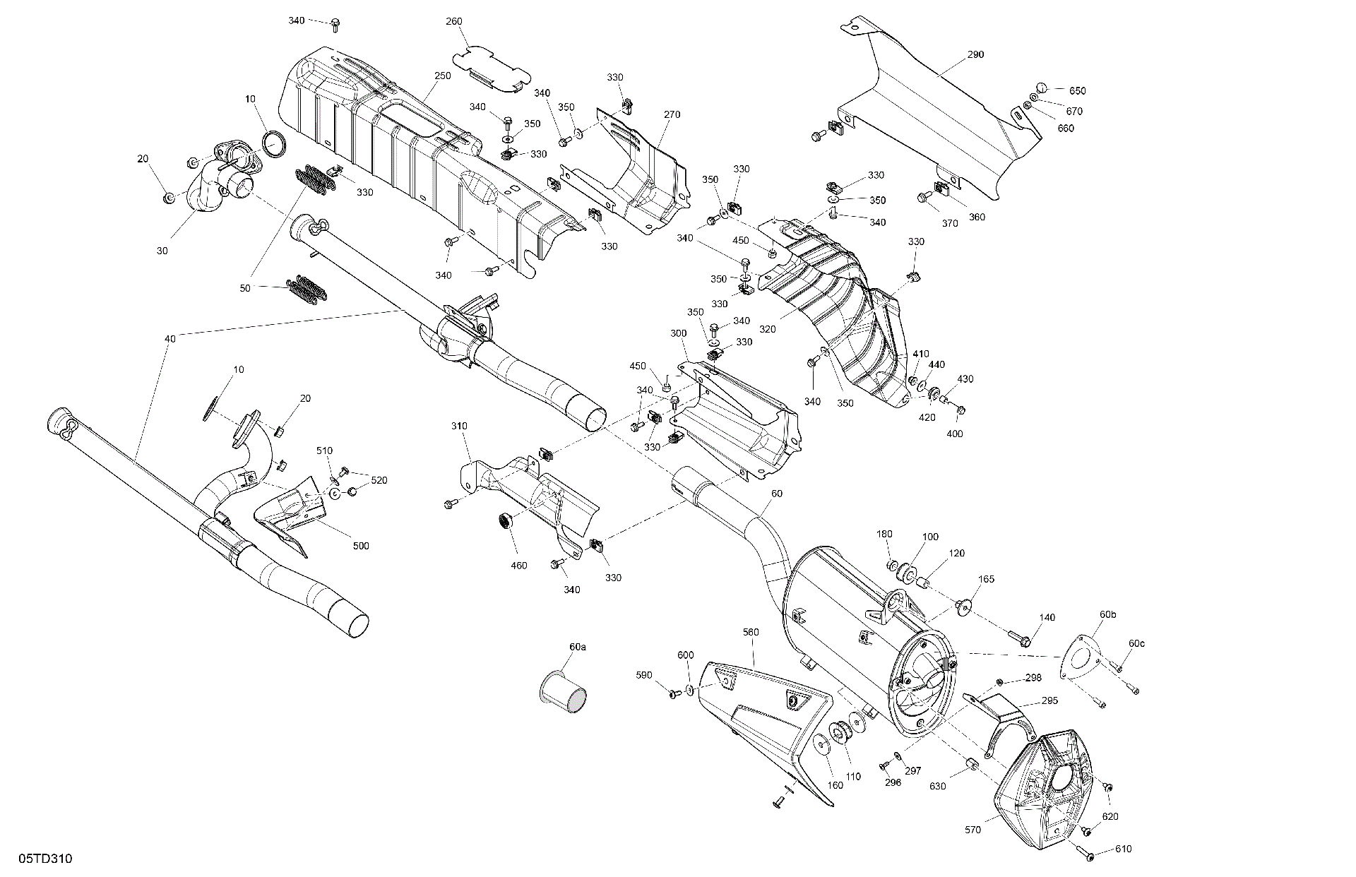 An Image of a Genuine Can-Am Parts Schematic Diagram showing the schematic - ENGINE - EXHAUST