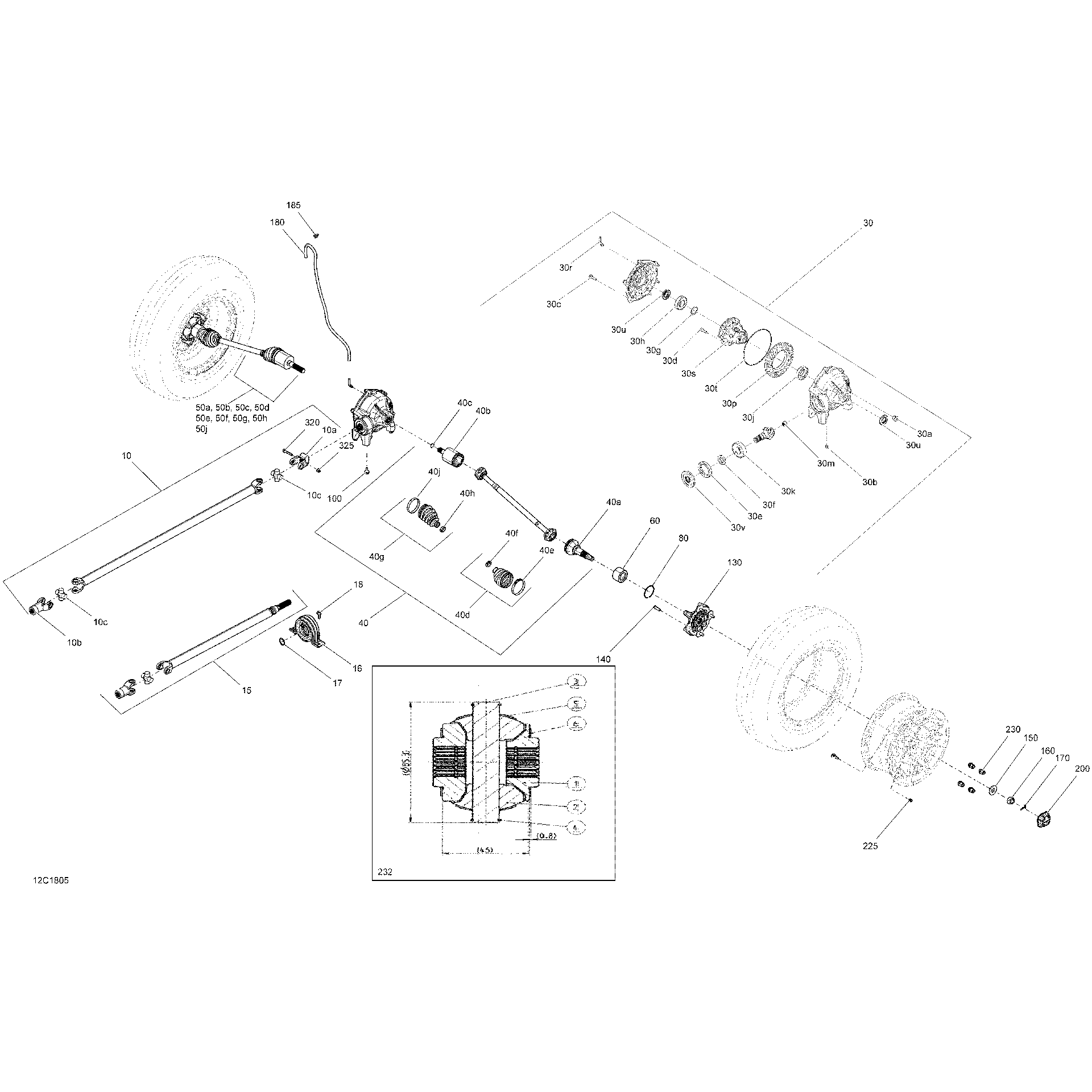 An Image of a Genuine Can-Am Parts Schematic Diagram showing the schematic - FRONT DRIVE - TRAXTER