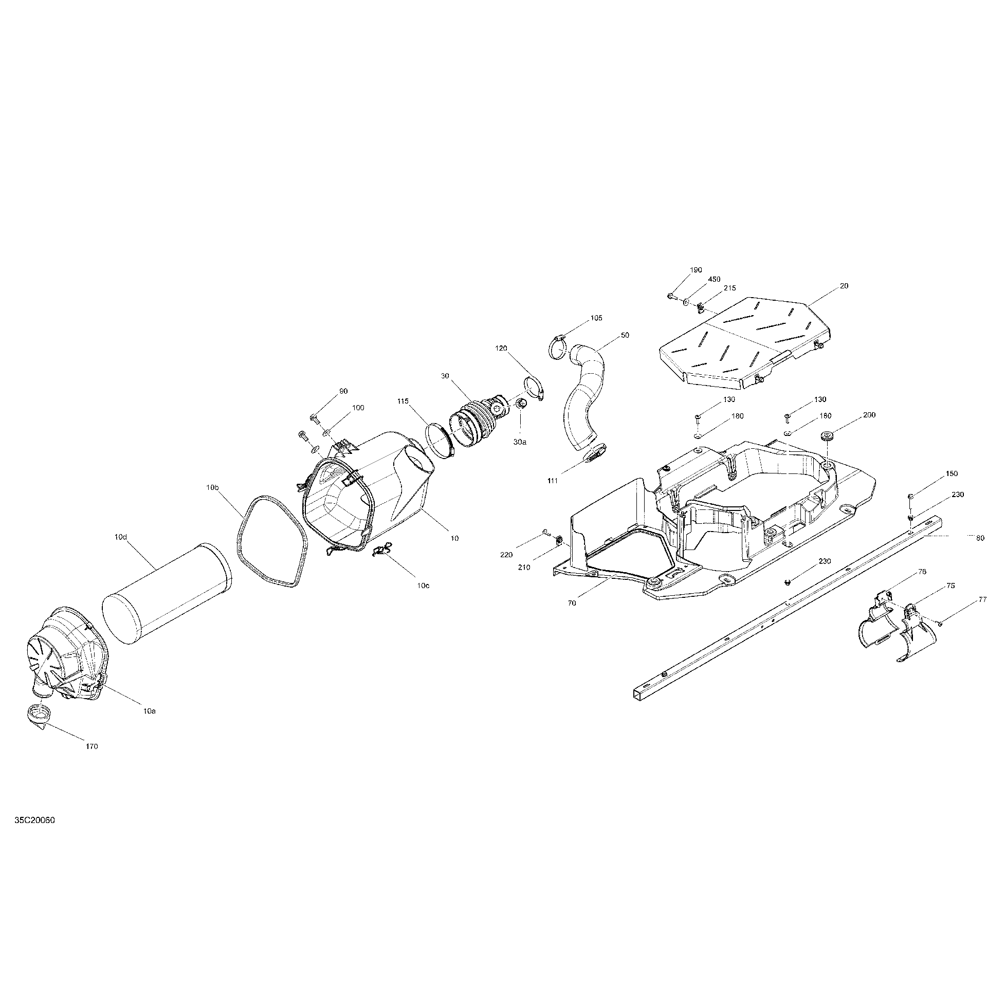 An Image of a Genuine Can-Am Parts Schematic Diagram showing the schematic - AIR INTAKE