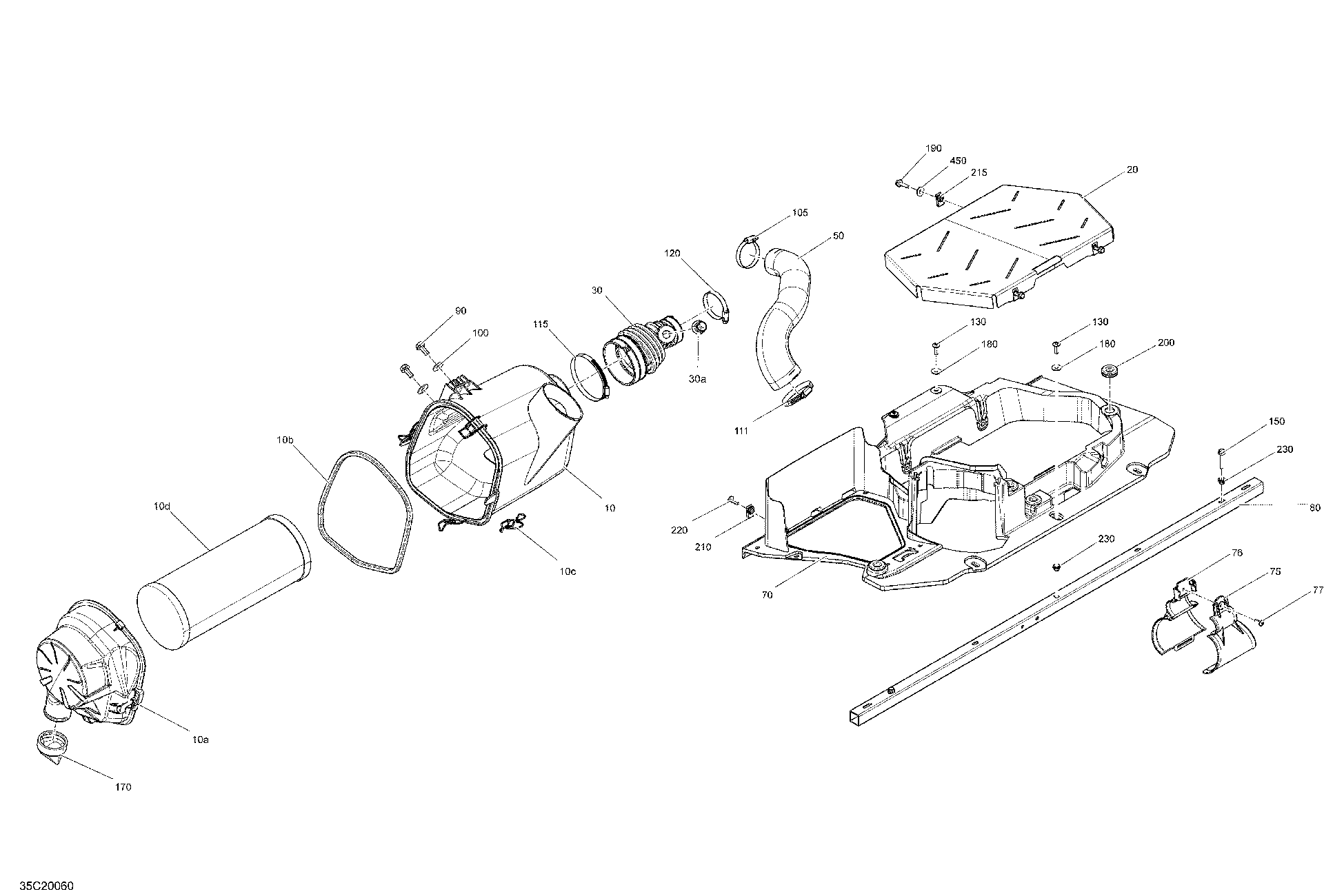 An Image of a Genuine Can-Am Parts Schematic Diagram showing the schematic - AIR INTAKE