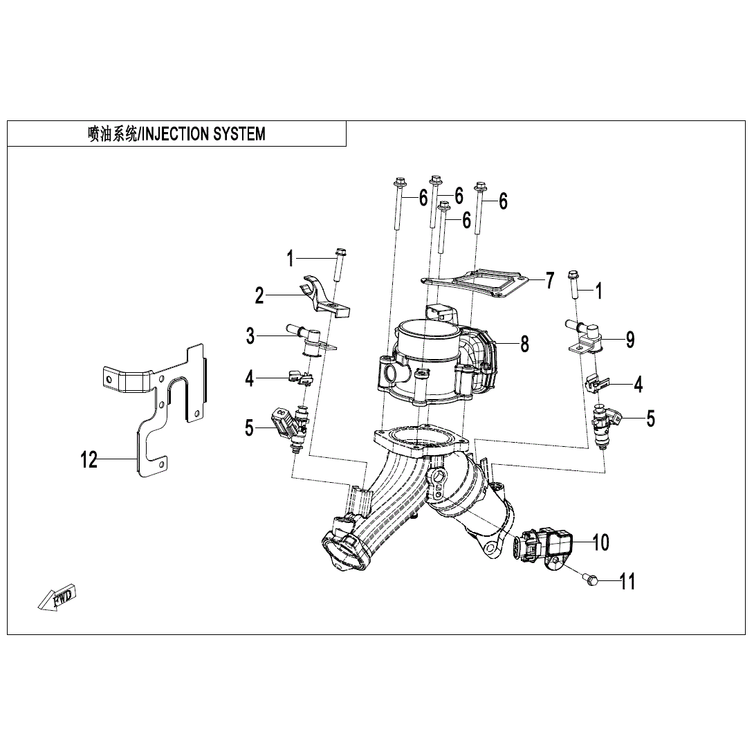 An Image of a Genuine CFMOTO Parts Schematic Diagram showing the schematic - FUEL INJECTION SYSTEM - 2025 CFMOTO ZFORCE 950 Trail