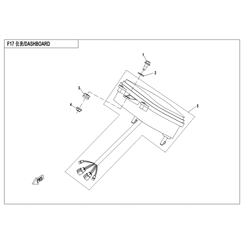 An Image of a genuine CFMOTO Parts Schematic Diagram showing the group - DASHBOARD - 2018 CFMOTO CFORCE 500 HO