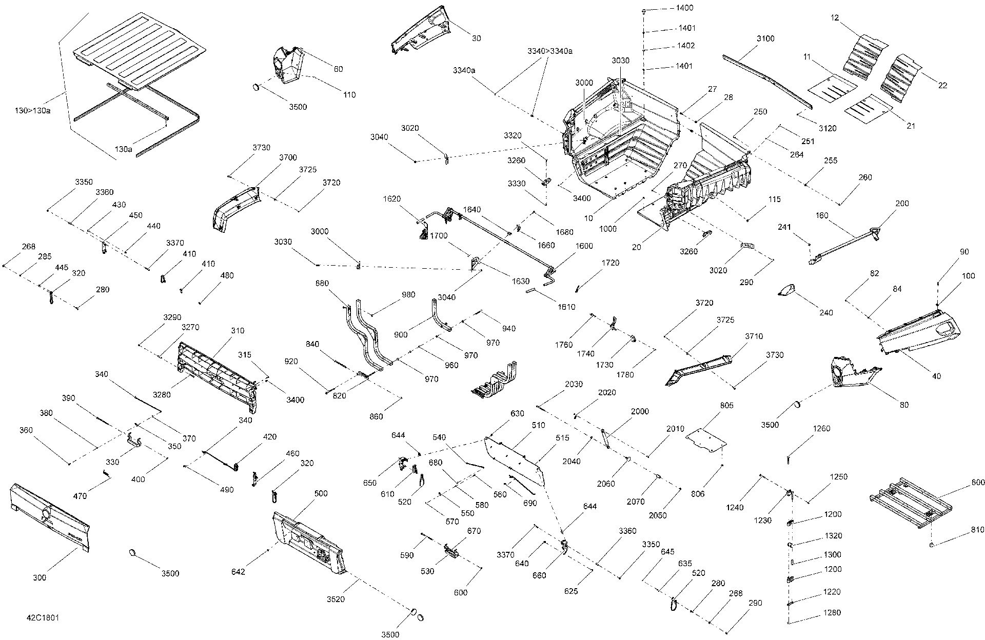 An Image of a Genuine Can-Am Parts Schematic Diagram showing the schematic - REAR CARGO BOX COMMANDER